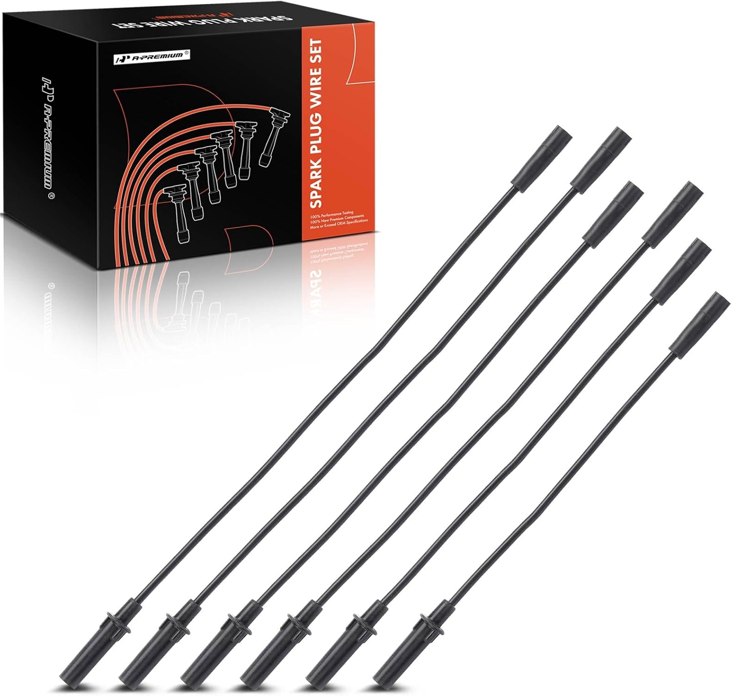 A-Premium Ignition Spark Plug Wires Set of 6 Compatible with Dodge Grand Caravan, Chrysler Town & Country Pacifica Grand Voyager, Volkswagen Routan, 3.3L 3.8L