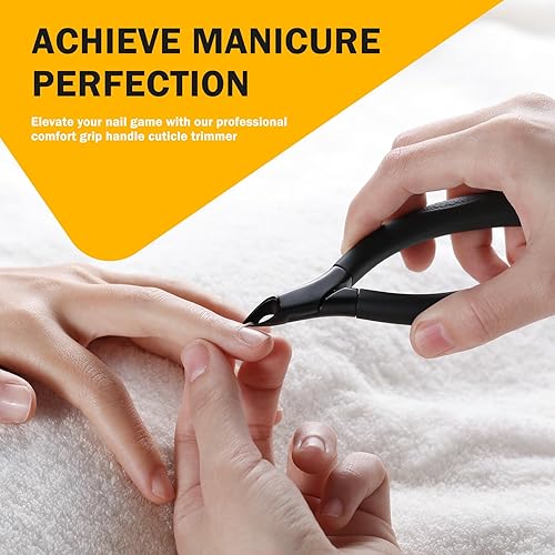 Miniatura 10 de BEZOX Cortadora de cutículas para uñas dignas de salón de belleza, recortadora profesional de media mandíbula (0.197 in) con mango de silicona para