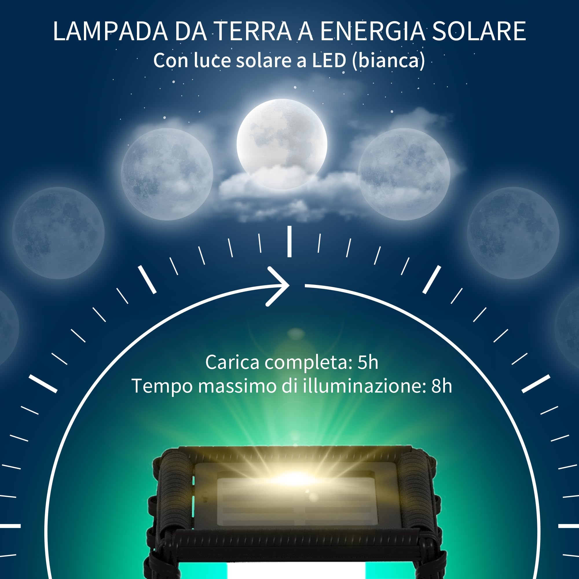 Outsunny Lampada Solare da Giardino Acciaio Rattan 20x20x68 cm Nero | Con Pannello di Ricarica