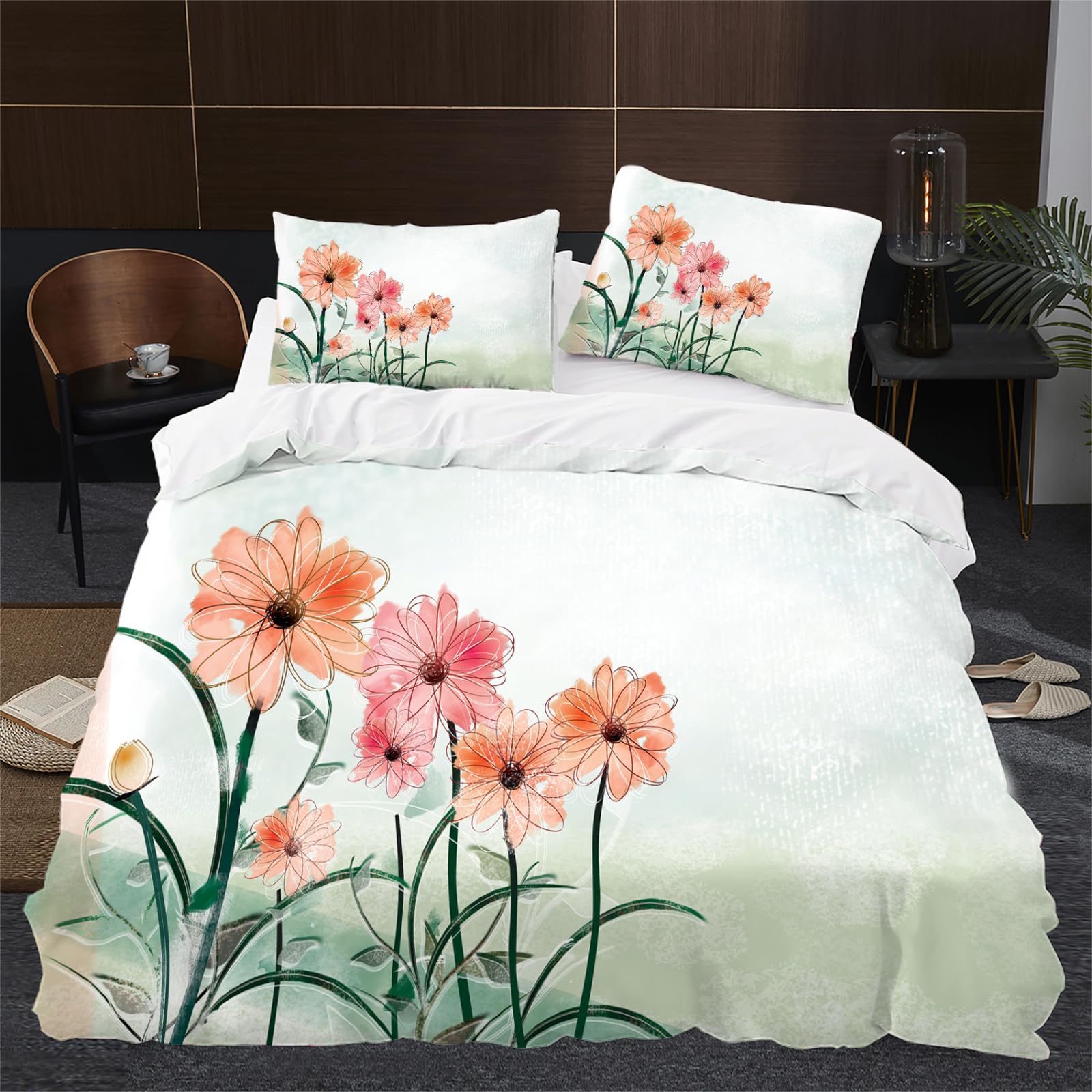 Set Copripiumino Floreale 200x200cm - Microfibra Spazzolata - Reversibile Con Federe 50x75cm - Motivo Giardino - Foto 3