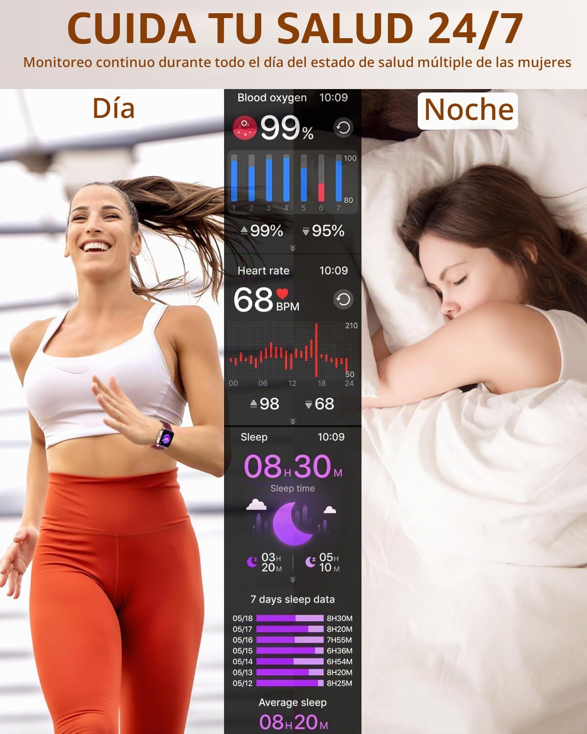 Reloj Inteligente Mujer con Llamadas Bluetooth 4 Correas Smartwatch Mujer Podómetro Sueño Pulsera Pulsómetro Actividad con 100+ Deportivos Función Femenina Smart Watch para Android iOS, Orse gold