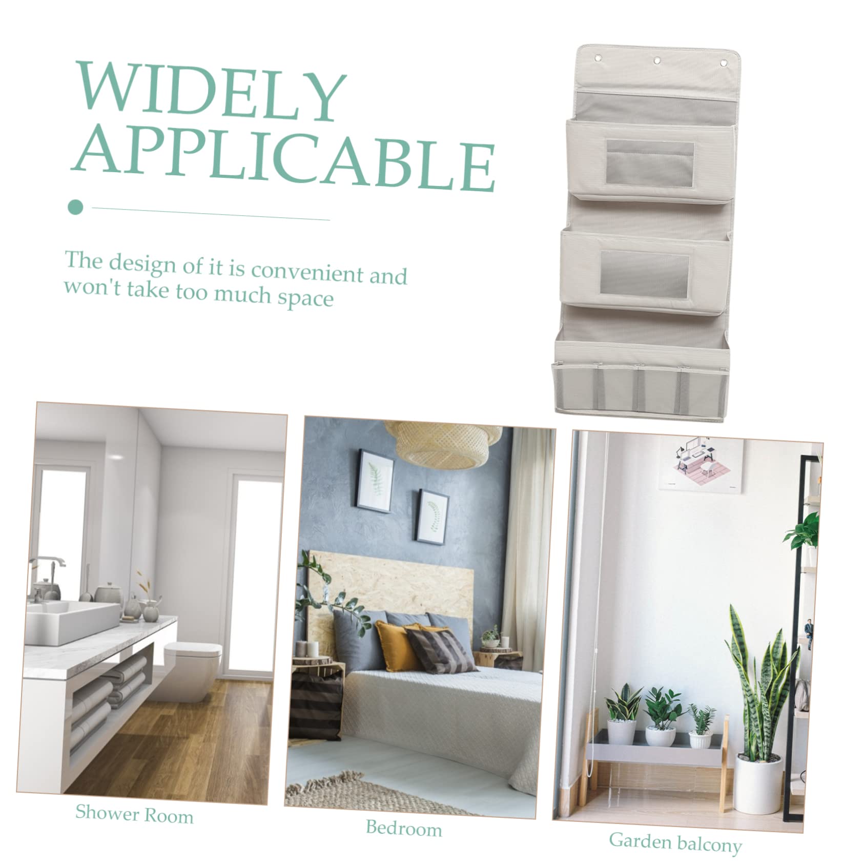 KOMBIUDA Multi Layer Over the Door Storage Organizer Hanging Pouch with Hooks Space Saving Wall Storage Bag for Remote Controls Jewelry Socks and More Grey