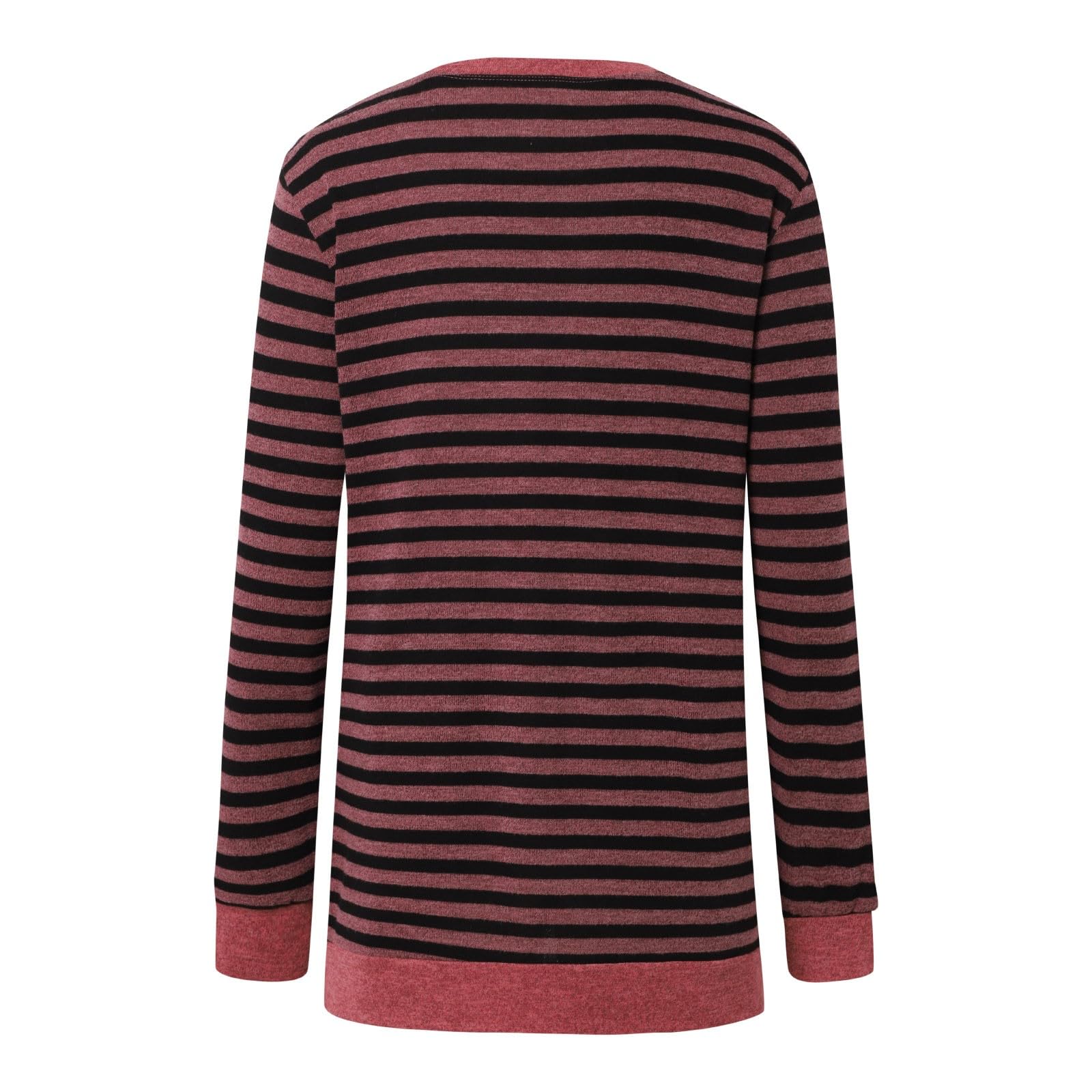 Disfraz de palomitas de maíz Conjunto de moda para mujer Casual e Invierno Cuello Redondo Camiseta a Rayas Manga Larga Blusa Top