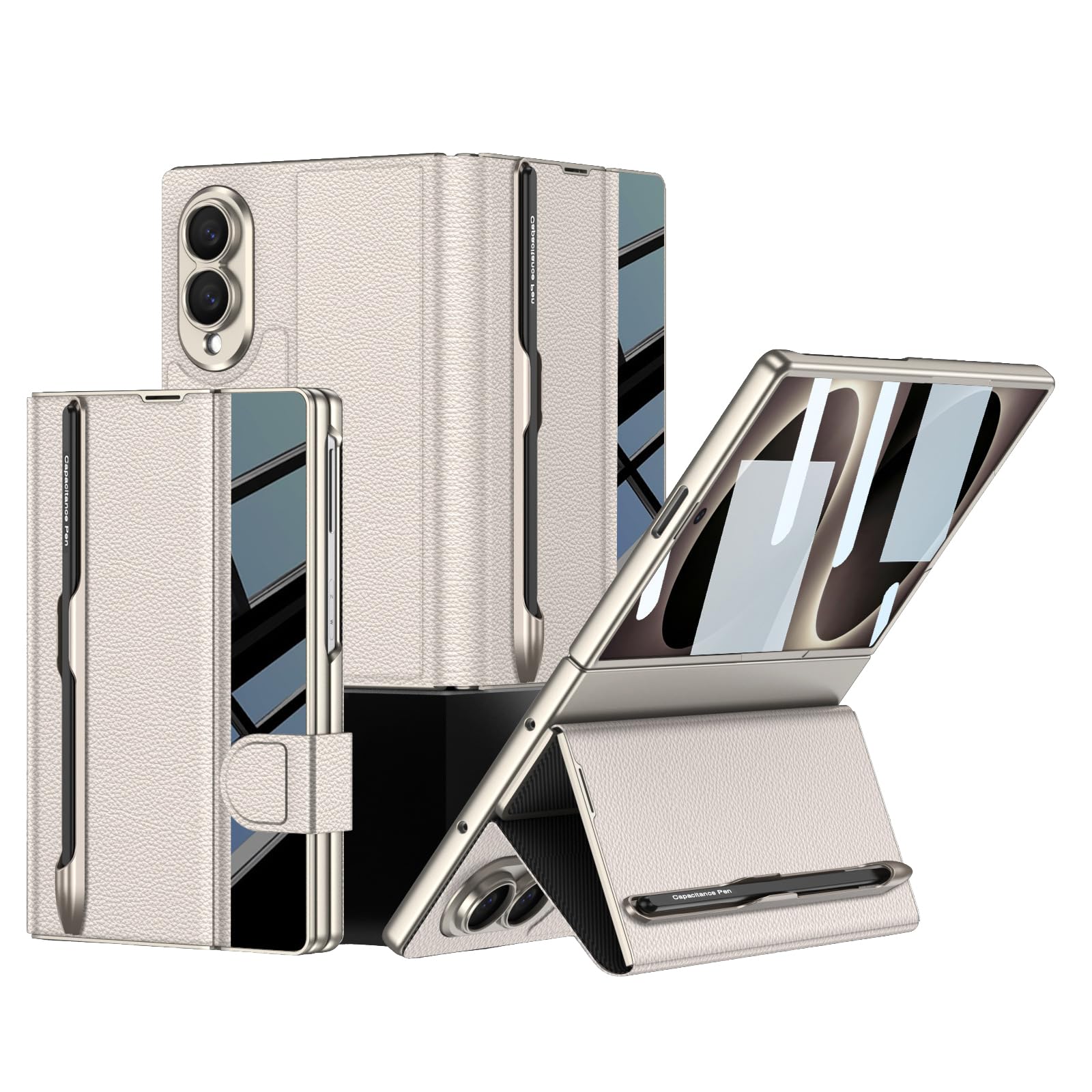 Etui z klapką do Samsung Galaxy Z Fold 8, lekka luksusowa skóra biznesowa