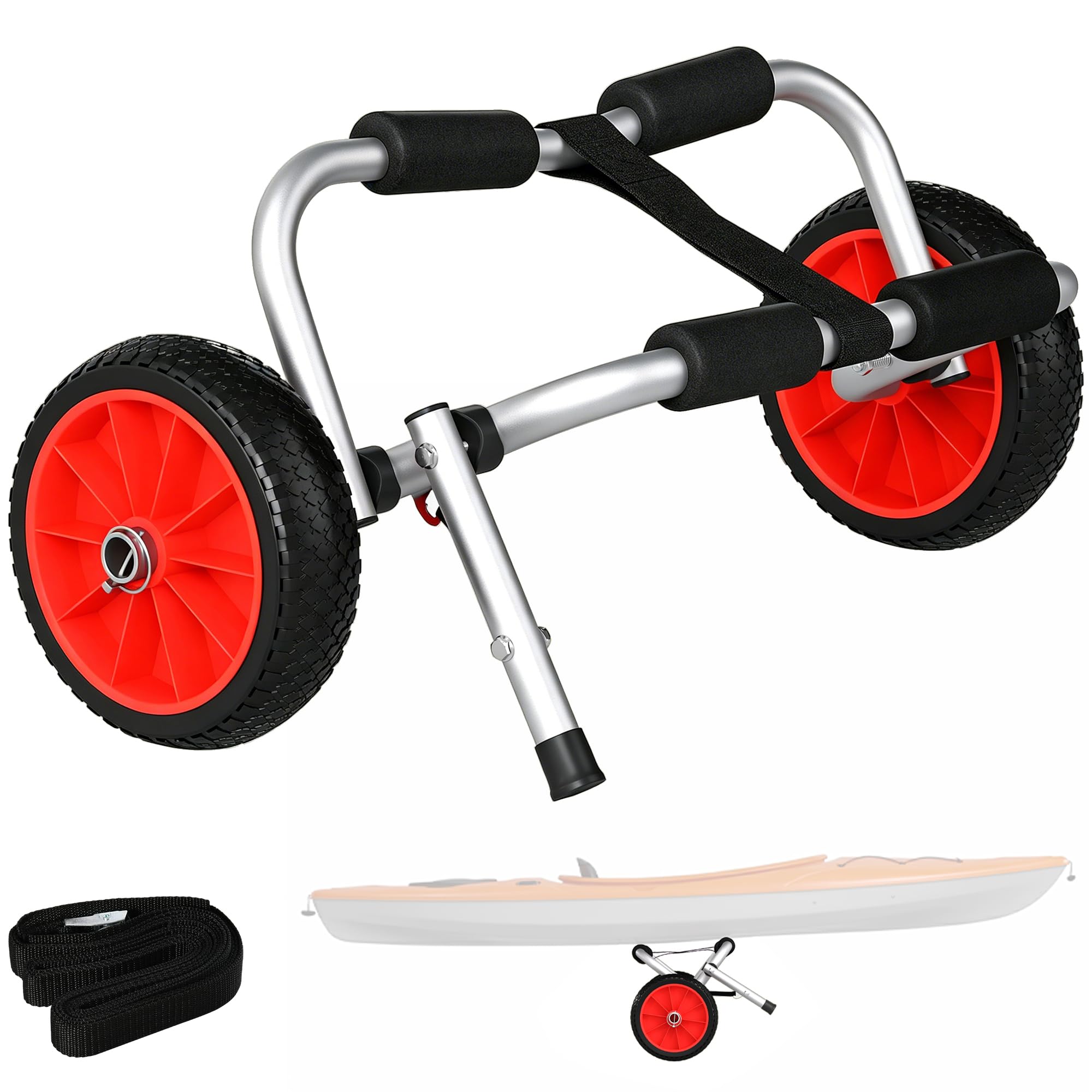 HOMCOM Plegable Carro de Transporte Kayak Carrier 70kg Aluminio 62x35x30 cm