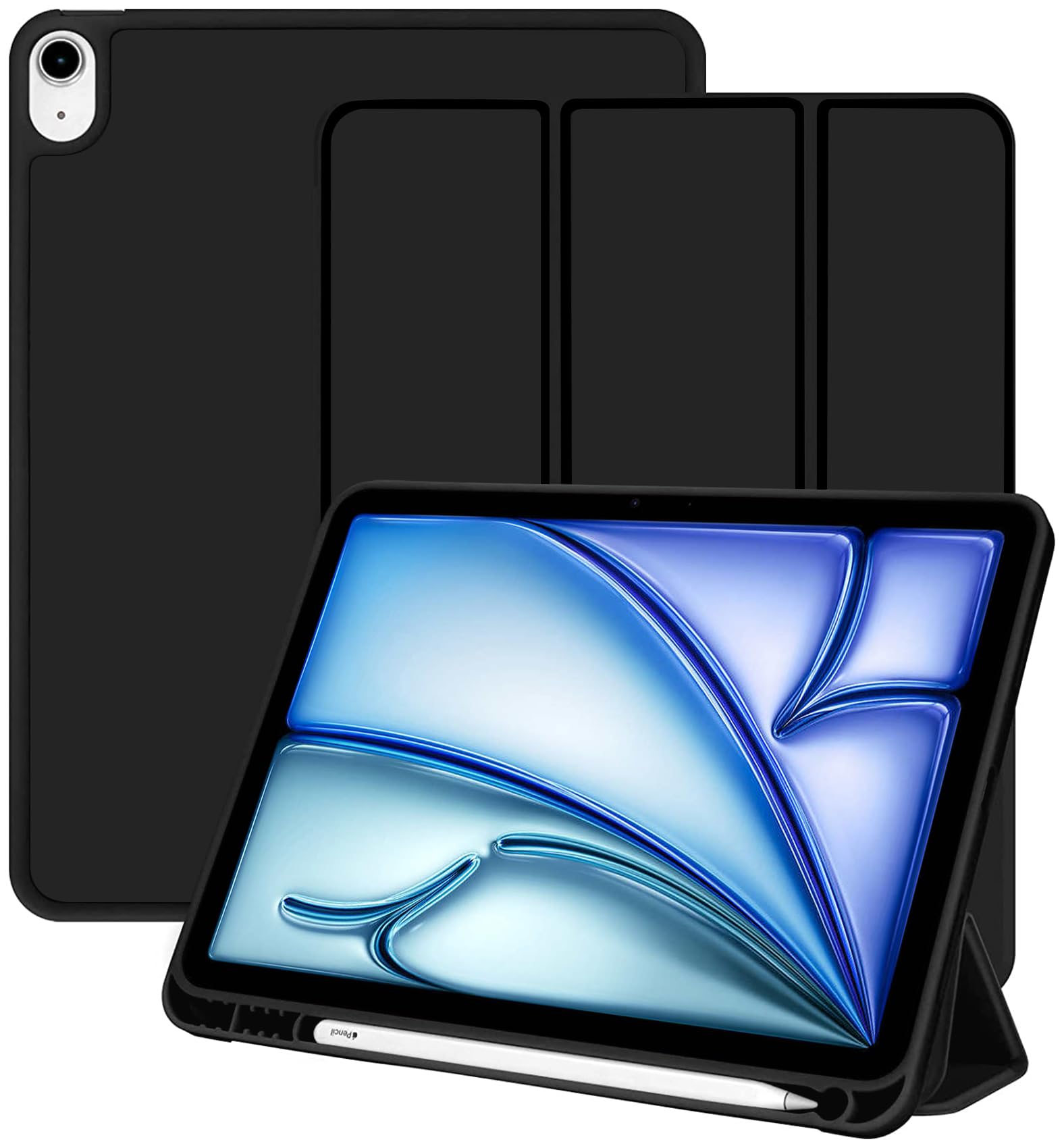 Robustrion Case Cover for iPad Air 11 inch Cover M2 / iPad Air 5th Generation Cover/iPad Air 4th Generation with [Pencil Holder] for iPad Air 11 inch 6th Generation/iPad Air 4 10.9 inch - Black (B08MT3CGK6) Amazon Price History, Amazon Price Tracker