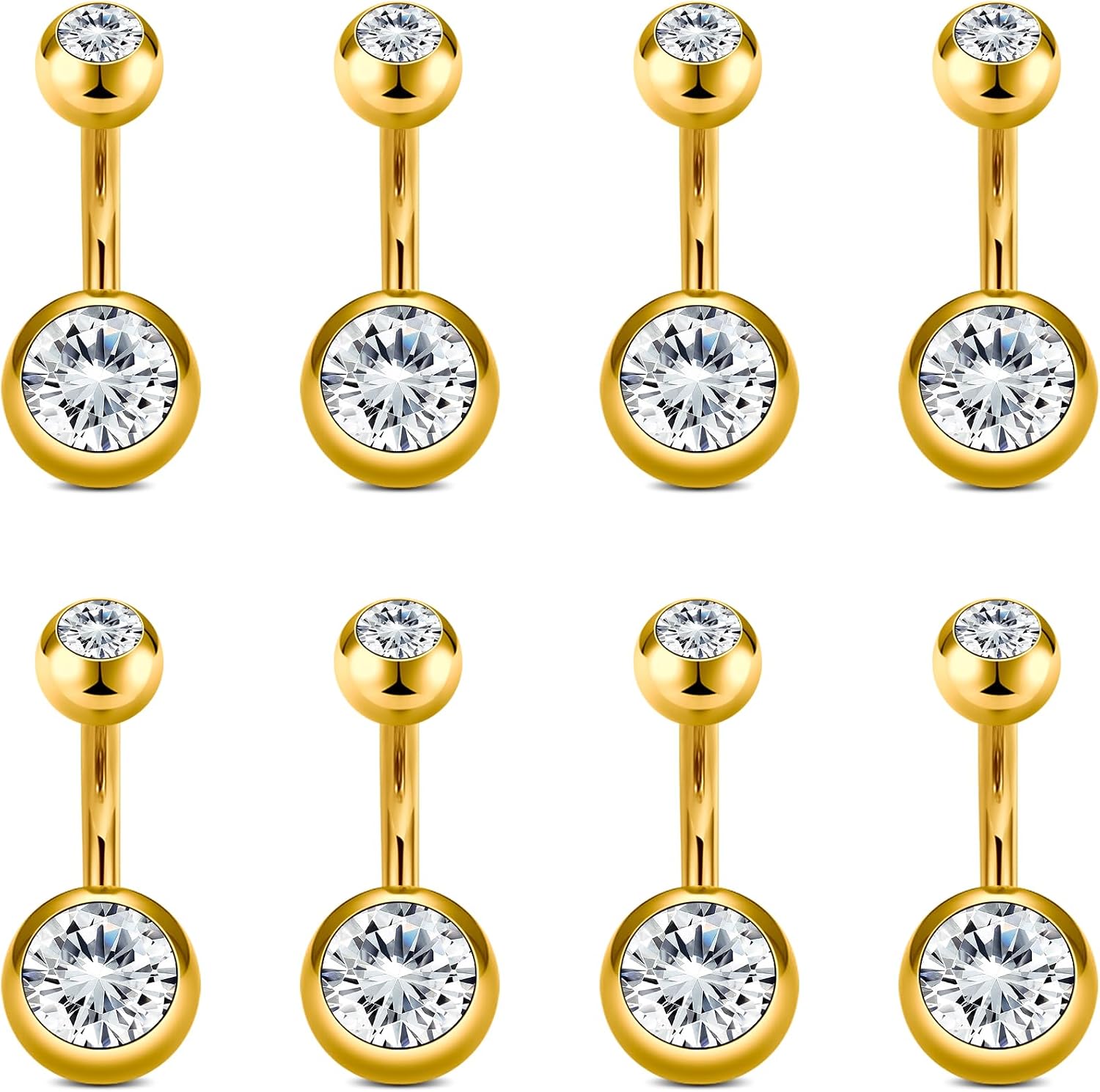 VCMART 14g Belly Button Ring Belly Button Piercing Belly Rings Surgical Steel Belly Button Rings 6mm 8mm 10mm 12mm 14mm 16mm 18mm Short Long Bar Belly Piercing Jewelry for Women