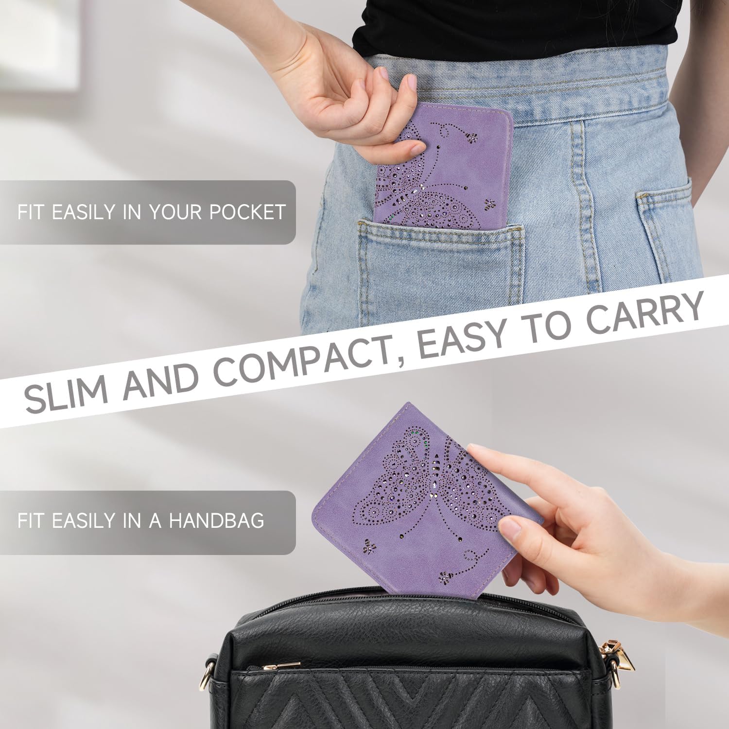 Small RFID Wallet Women Ultra Thin Slim Womens Wallet Mini Compact Bifold Pocket Ladies Wallets for Women LIGHT-PURPLE - Image 6