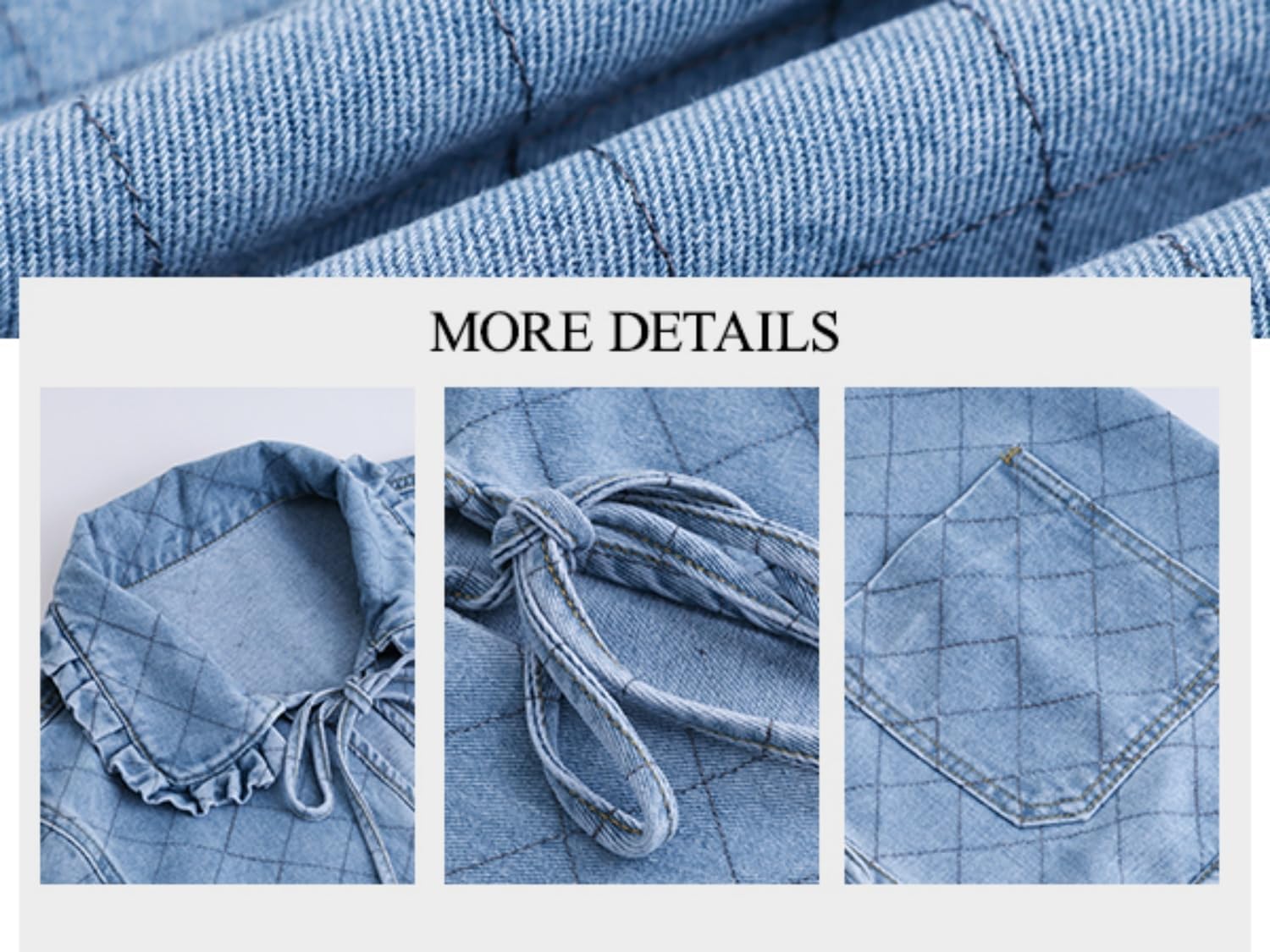 Kedera Womens Denim Jacket Casual Long Sleeve Peter Pan Collar Denim Shirts Tie Front Shacket Loose Fit Top