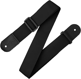 Levy's Leathers 2" Polypropylene Guitar Strap with Genuine Leather Ends and Tri-glide Adjustment; Black (M8POLY-BLK)