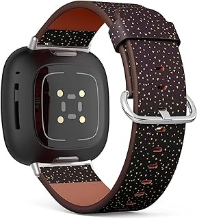 CJBROES Replacement Leather Watch Band, Compatible with Fitbit Versa 3 and Fitbit Sense of Wristband Bracelet Accessory - Stylish Golden Triangles