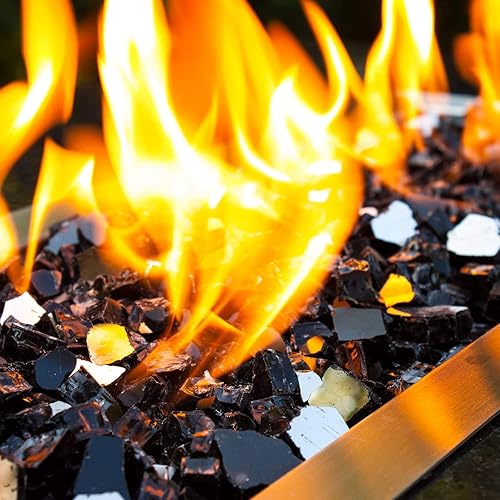 Miniatura 5 de NUPICK Vidrio ignífugo de 10 libras, vidrio reflectante de 12 pulgada, compatible con vidrio para hoguera y vidrio de chimenea, color negro