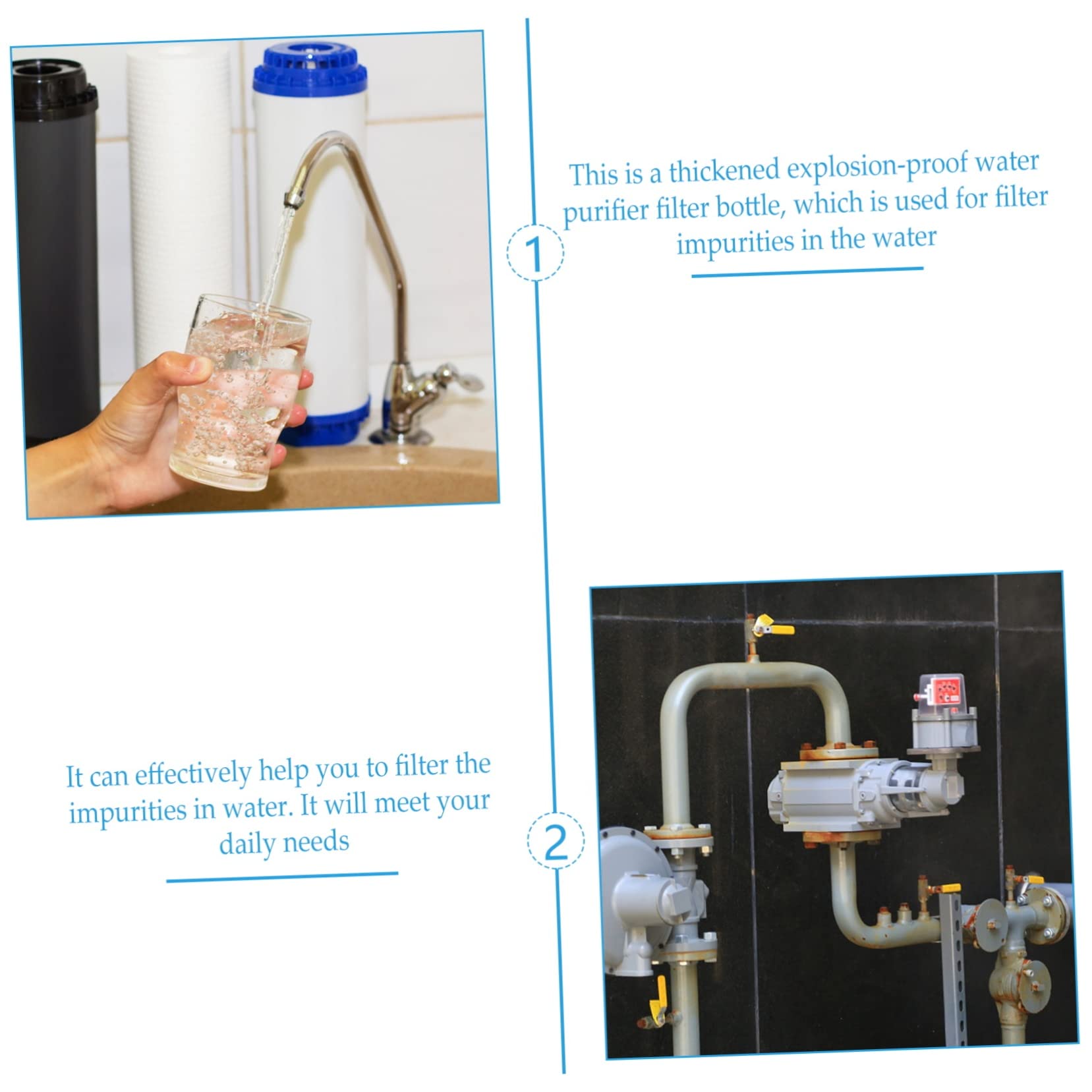 Bouteille Filtrante à Sédiments 10 Pouces, Préfiltre Transparent Anti-, Pet et Pp, pour Machine à Laver et Maison