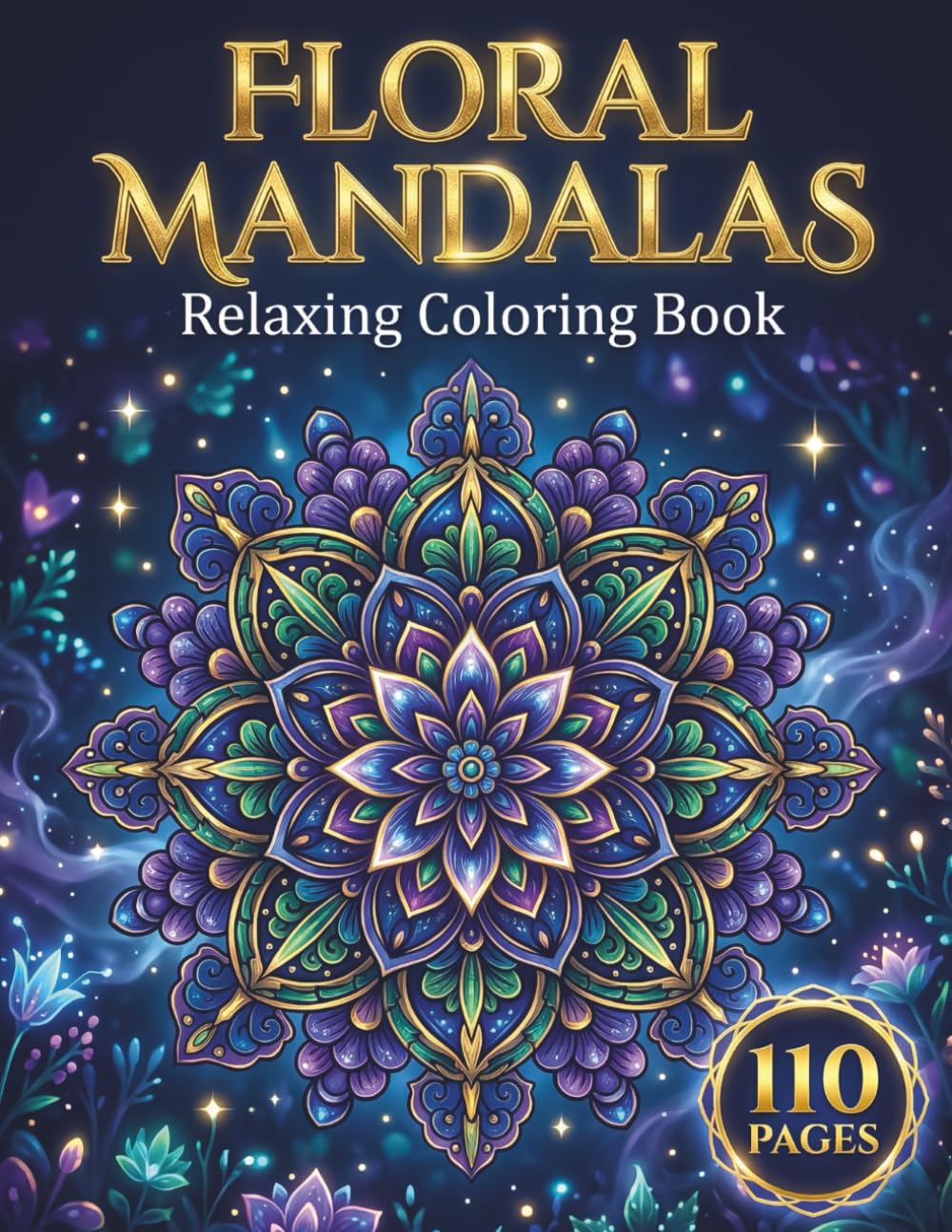 Floral Mandalas: Relaxing Coloring Book for Adults with 110 Pages featuring Stunning Flower Arrangements, Botanical Patterns, and Light & Dark Backgrounds for Stress Relief (AuraColorLab Mandalas)