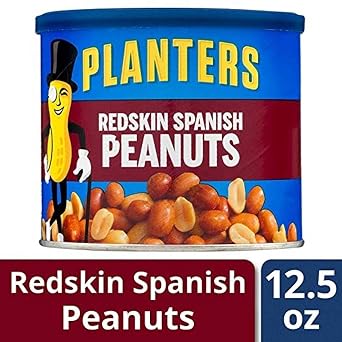 Planters Redskin Spanish Peanuts with Sea Salt 12.5oz Can (Pack of 4)