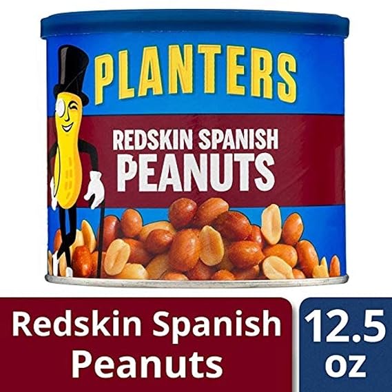 Planters Redskin Spanish Peanuts with Sea Salt 12.5oz Can (Pack of 4)
