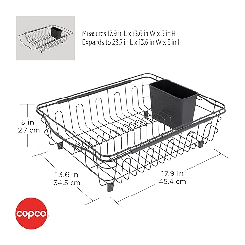 Miniatura 2 de Copco Escurridor de platos multiusos 3 en 1 para encimera, sobre el fregadero o en el fregadero con brazos expandibles para adaptarse a fregaderos