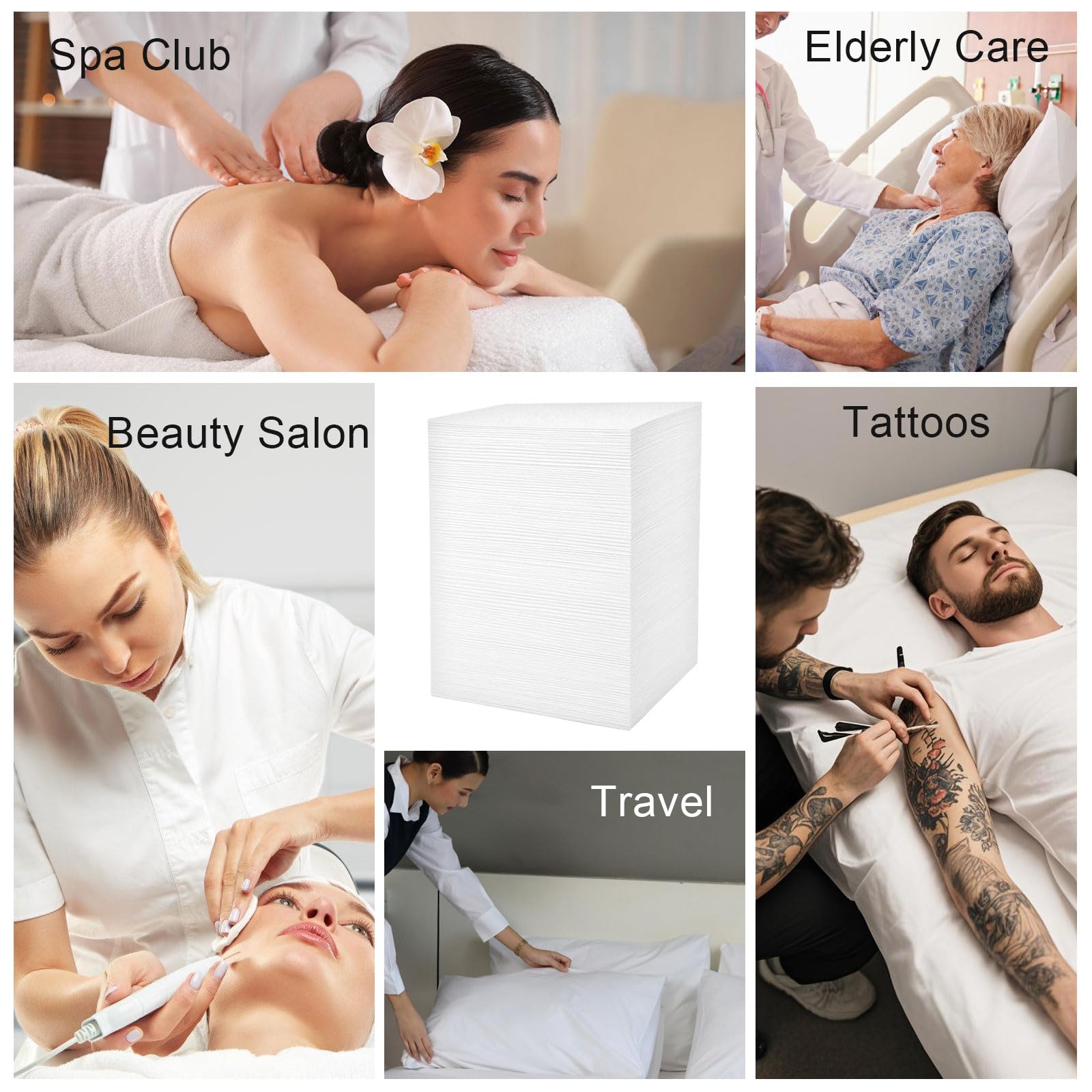 200 sábanas desechables para mesa de masaje de 31 x 71 pulgadas, fundas de cama de tela no tejida para spa, masaje, belleza y tatuajes, transpirables, higiénicas (blanco)