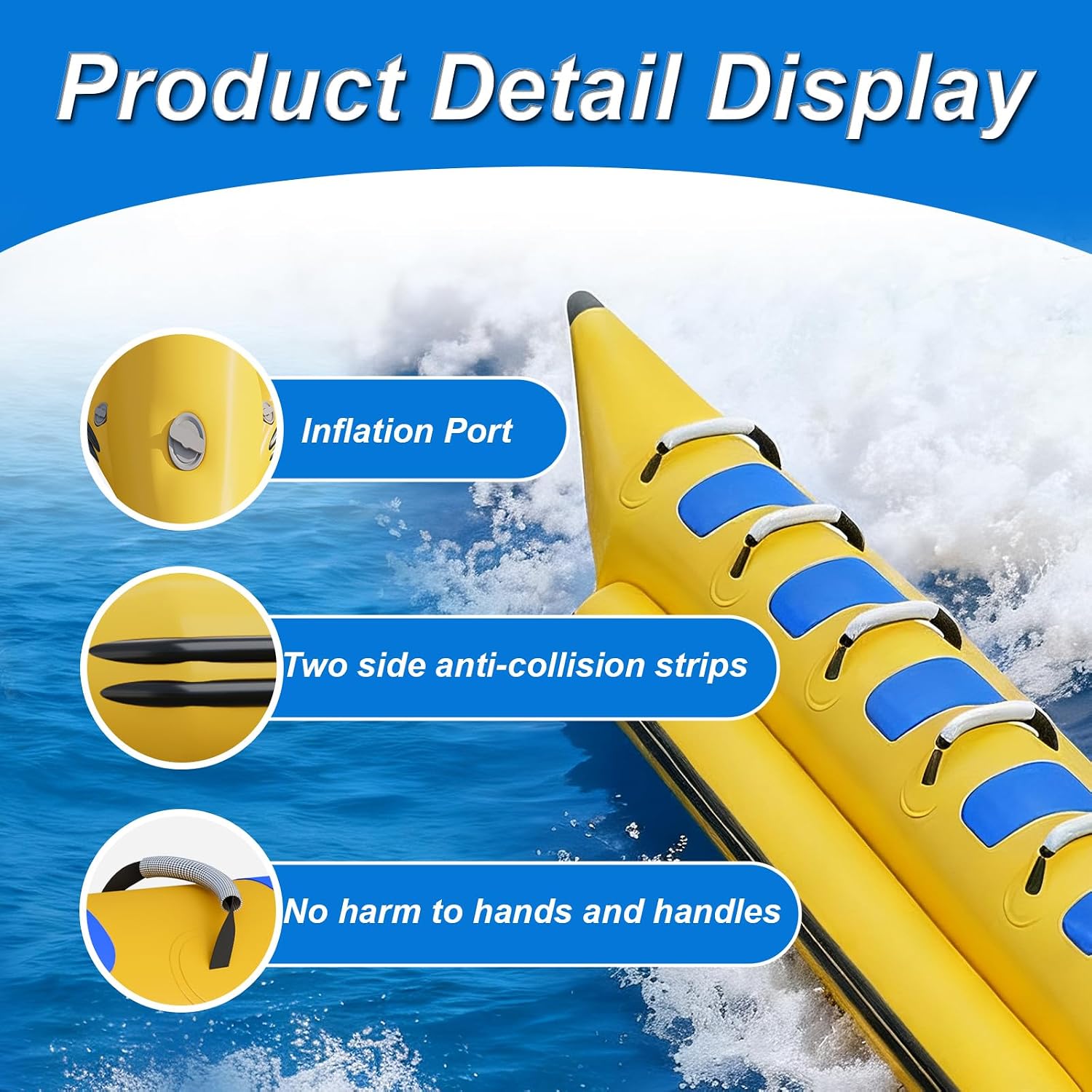 Inflatable Banana Boat, Suitable for Water Sports, Towable, with Electric Air Pump, Leisure Banana Boat Towed Inflatable Boat