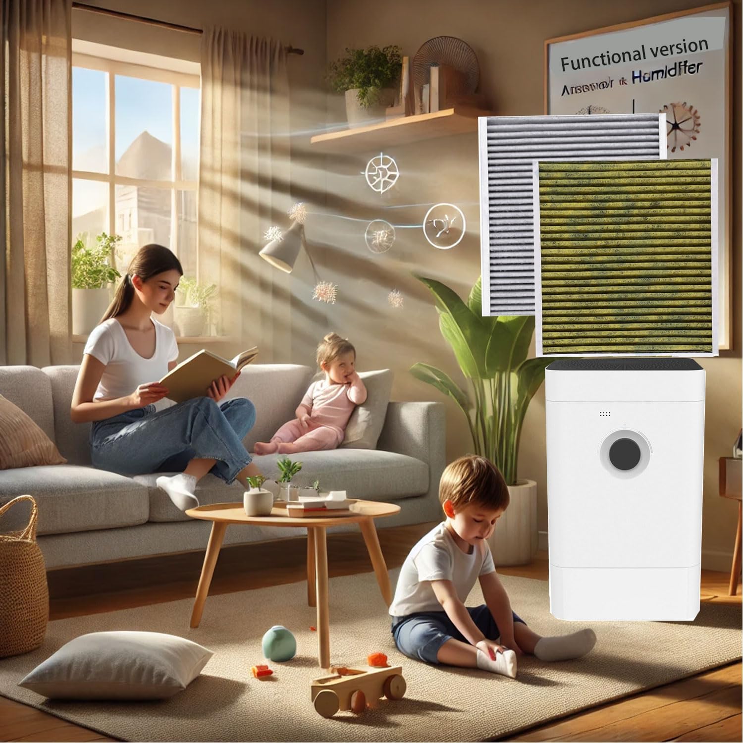 AH300 4-in-1 Filter Replacement Compatible with BONECO H300 H400 W200 Humidifier and Air Purifier