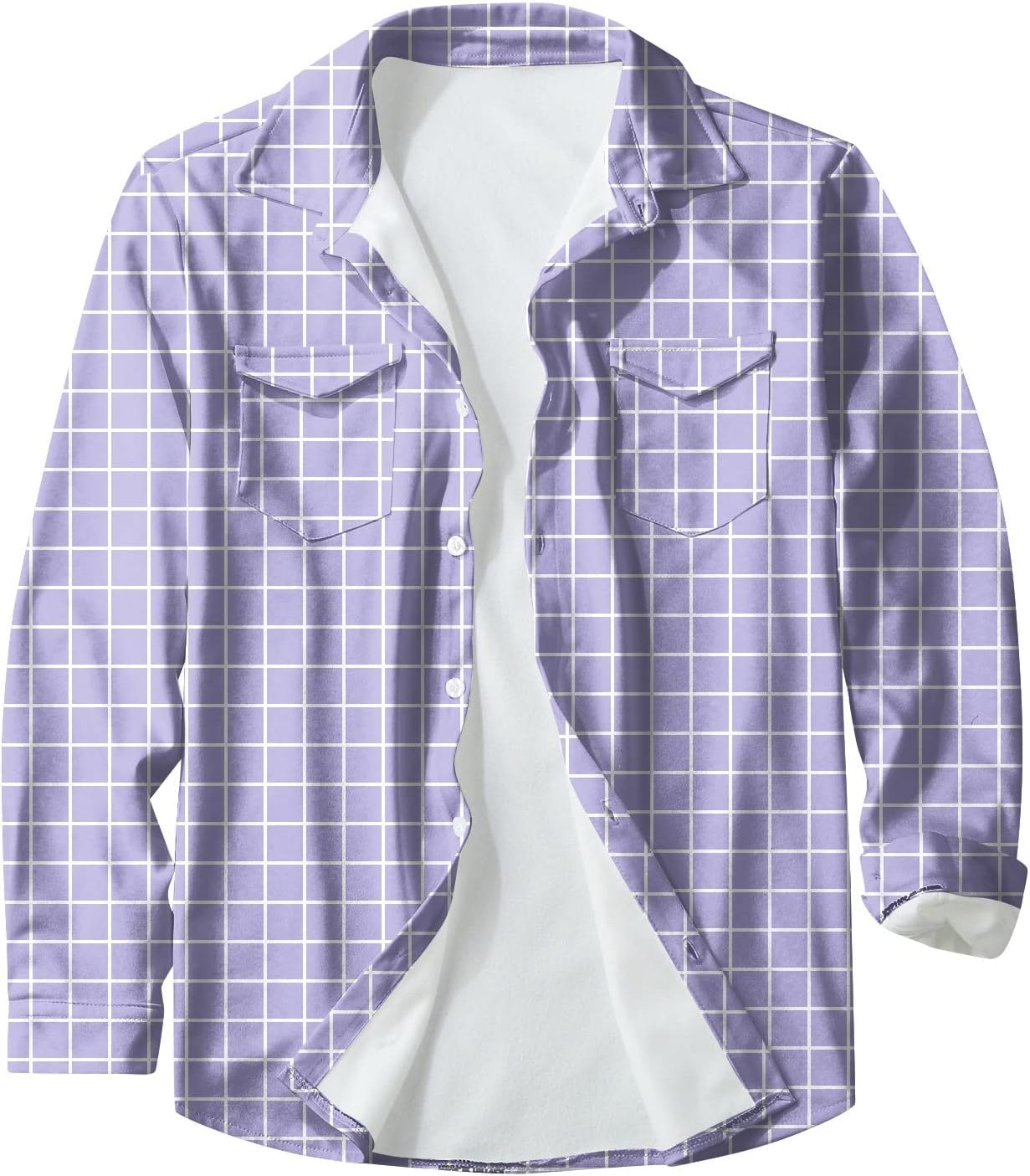 Ymosrh Men's Fall Shirts Button Up Long Sleeve Casual Plaid Print Button Down Shirts, L-6XL