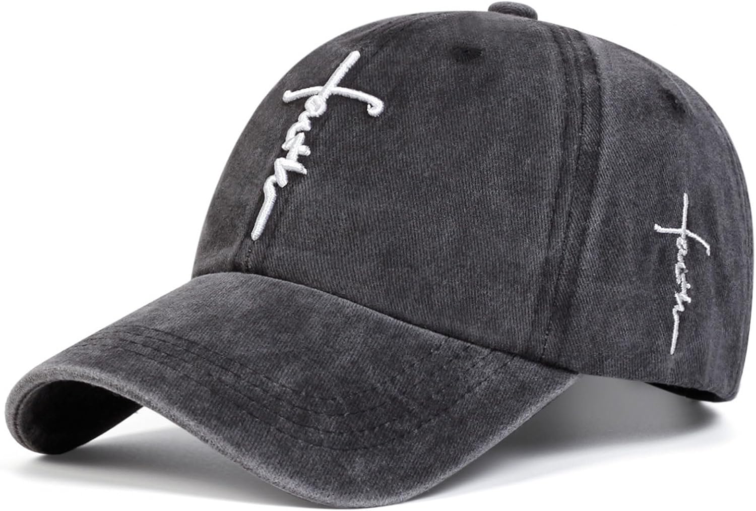 Embroidered Cross Baseball Cap, Christian Adjustable Snapback Hat for Men & Women, Structured Dad Hat with Jesus Faith Design