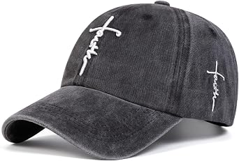 Embroidered Cross Baseball Cap, Christian Adjustable Snapback Hat for Men & Women, Structured Dad Hat with Jesus Faith Design