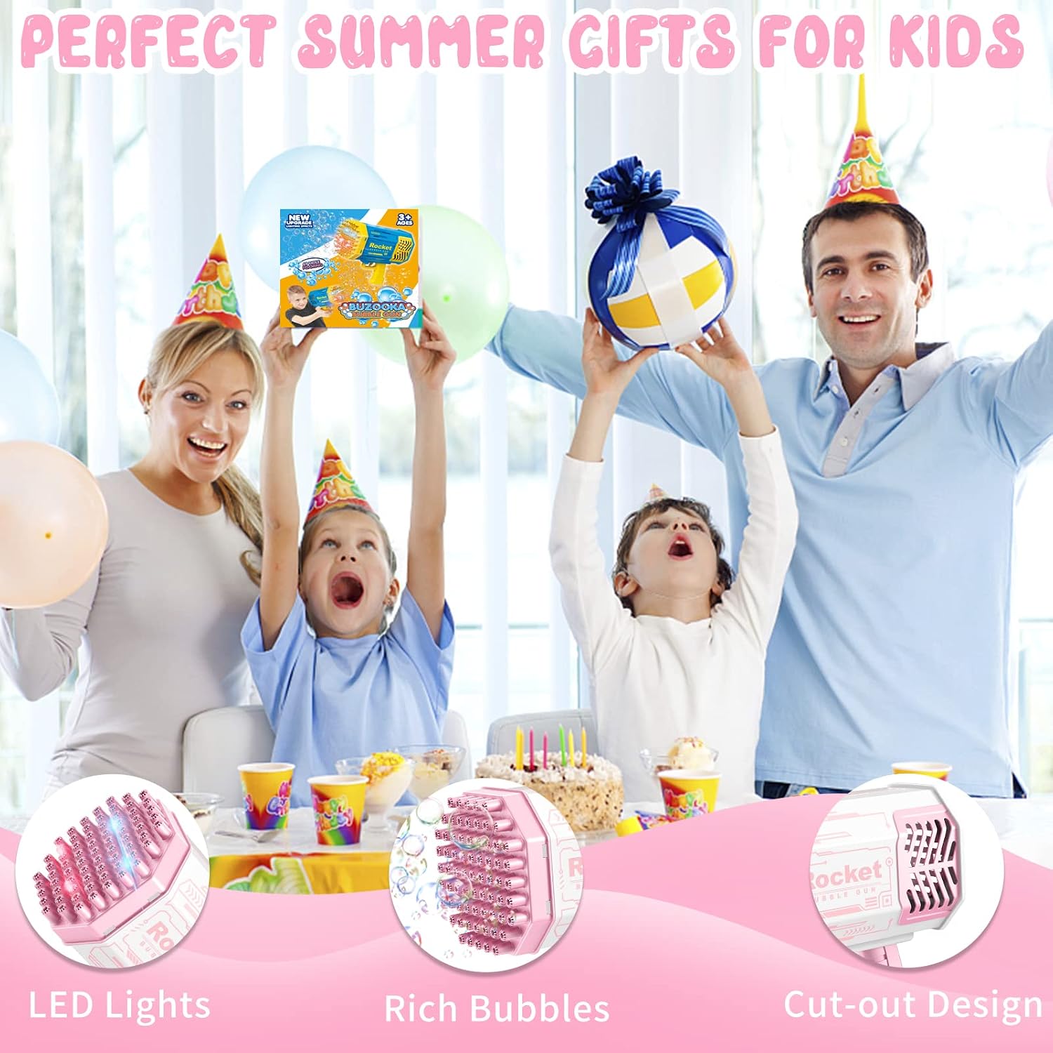 Bubble Machine Gun, Automatic Bubble Blower Maker Toys for Kids, 69 Holes Bazooka Bubble Machine Gun with Colorful Lights, Ball Toys Christmas Birthday Wedding Party Favors Gifts