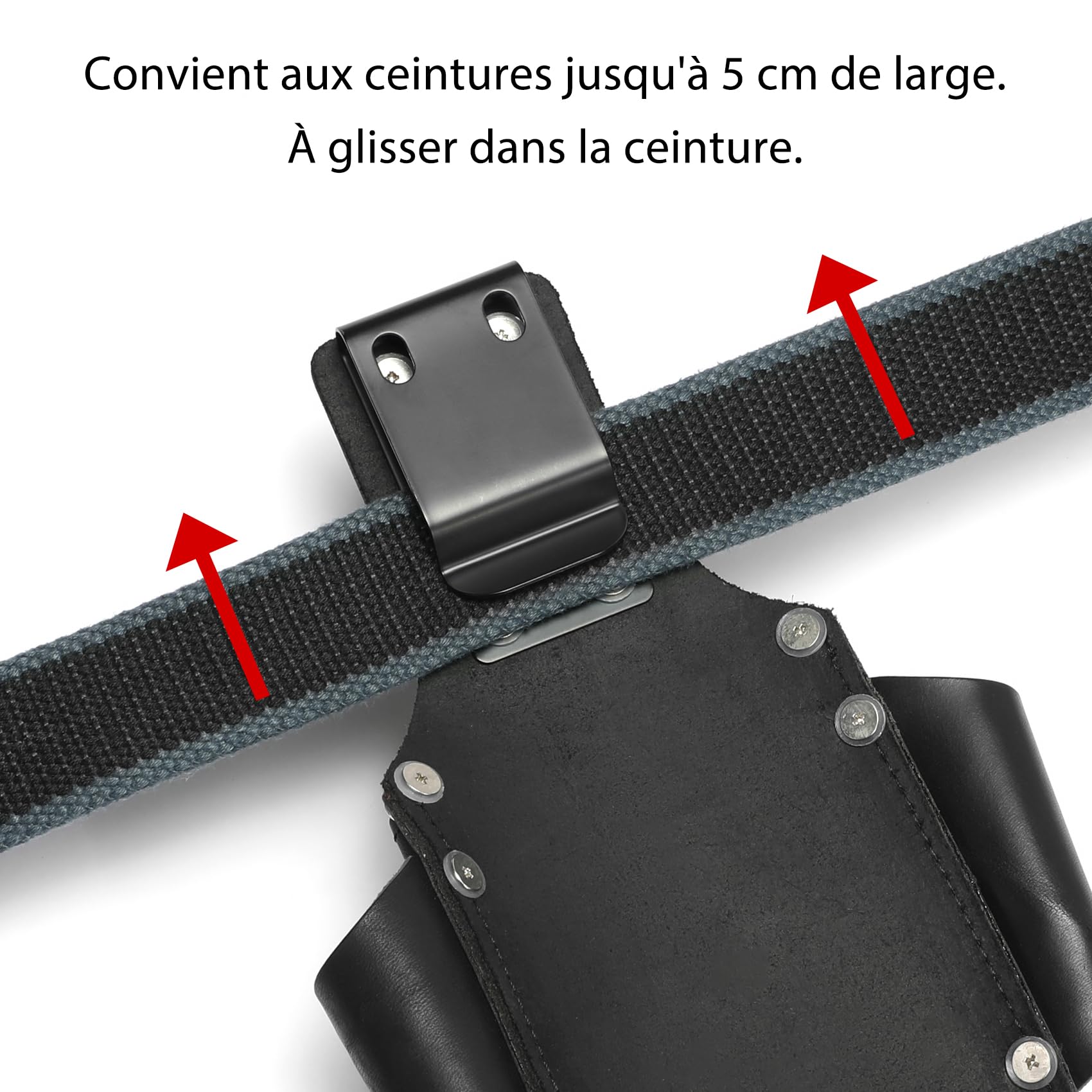 Ceinture Porte-Outils, Pochette pour Ceinture, Sac à Outils en Cuir véritable, Porte-Marteau pour charpentiers, couvreurs, Artisans (Noir)
