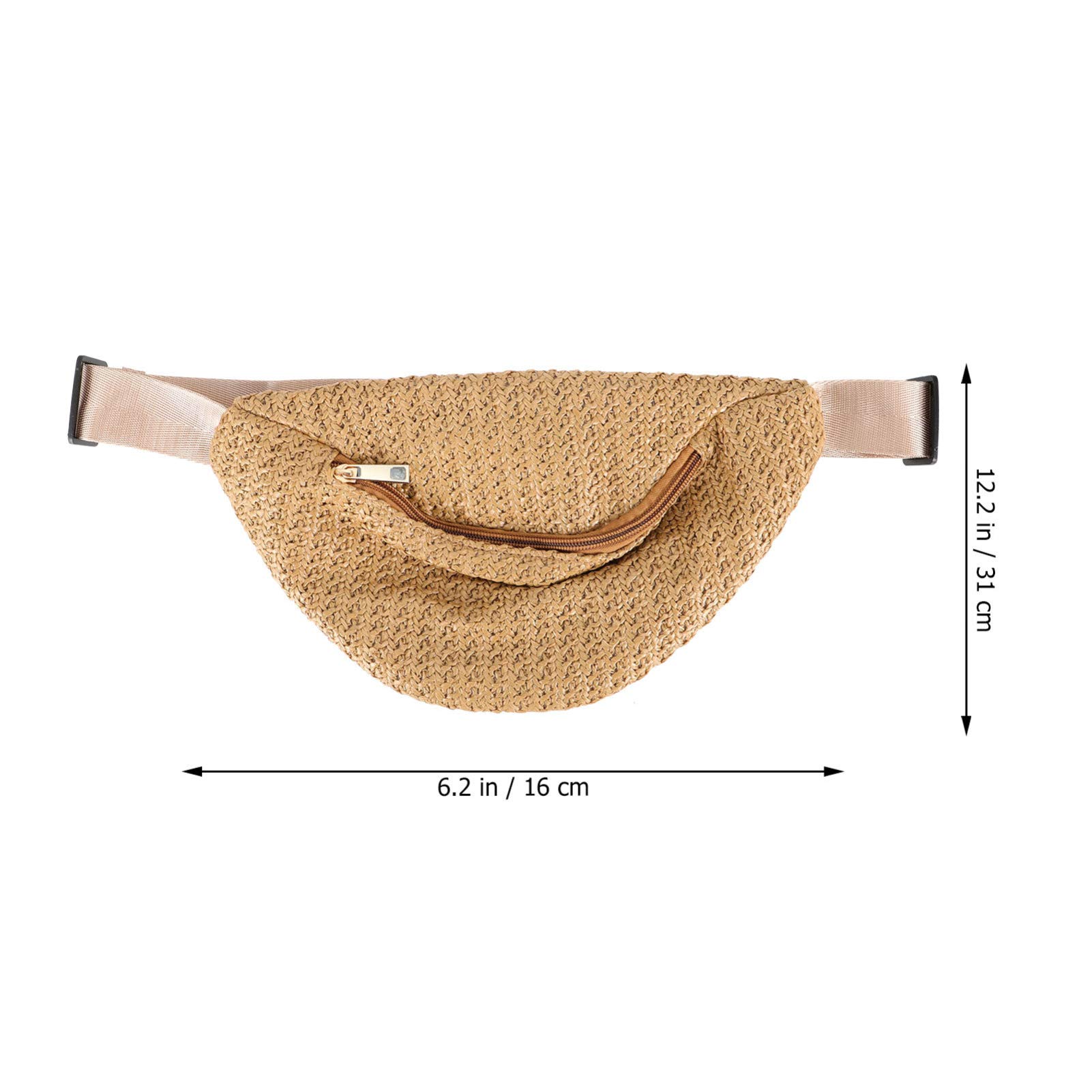PRETYZOOM Hip Bag - Chest Bag Cross-Body Pouch Imitation Straw Woven Waist Fanny Pack Dark Brown