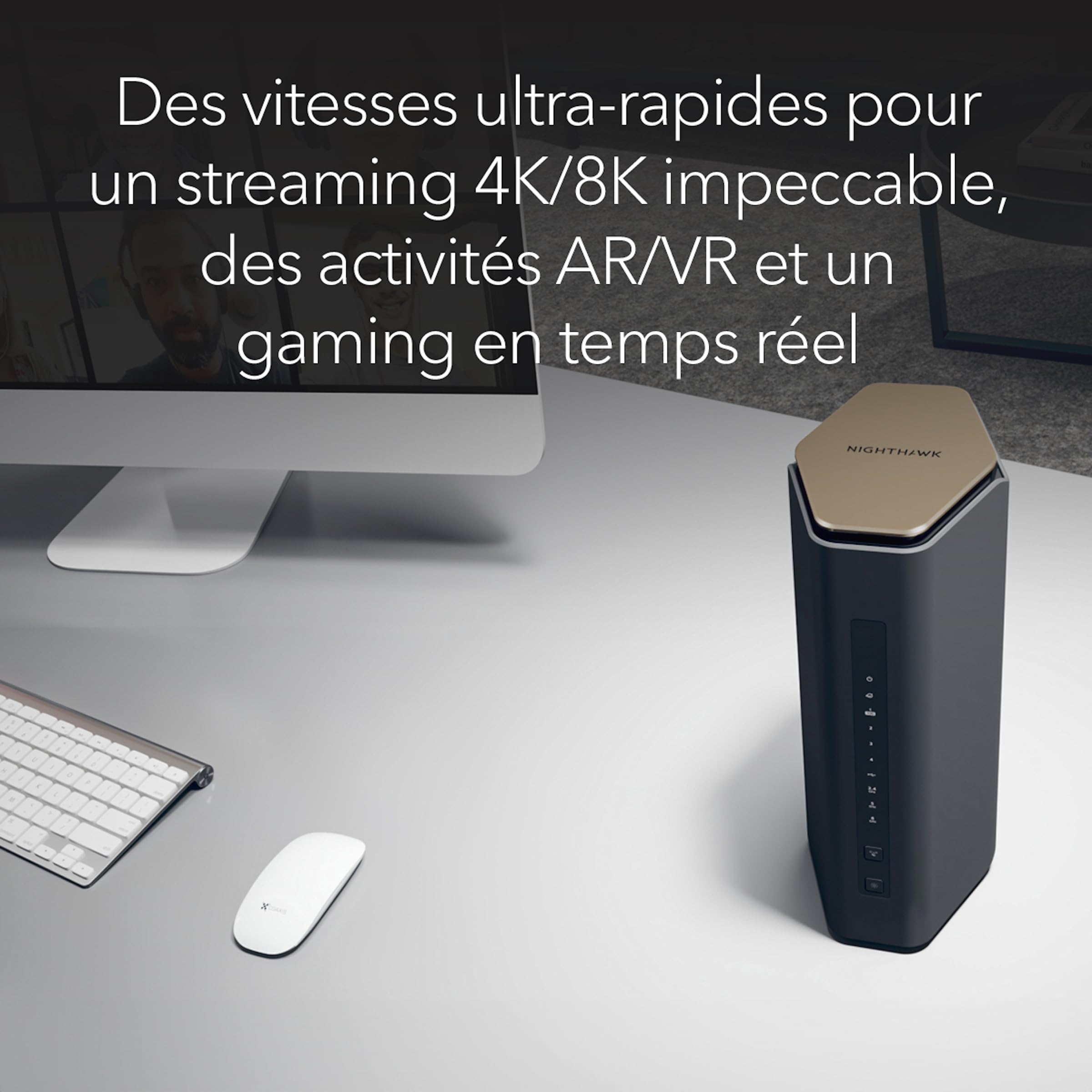 Netgear Nighthawk Routeur WiFi 7 tri-Bande (RS600) - Fonctions de sécurité, Vitesse sans Fil BE18000 (jusqu'à 18 Gbit/s) - Port Internet 10 Gbit/s - Couvre jusqu'à 250 m2, 150 périphériques