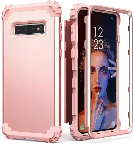 IDweel Funda para Galaxy S10, Galaxy S10 para mujeres y niñas, 3 en 1, a prueba de golpes, delgada, híbrida, resistente, protección de policarbonato