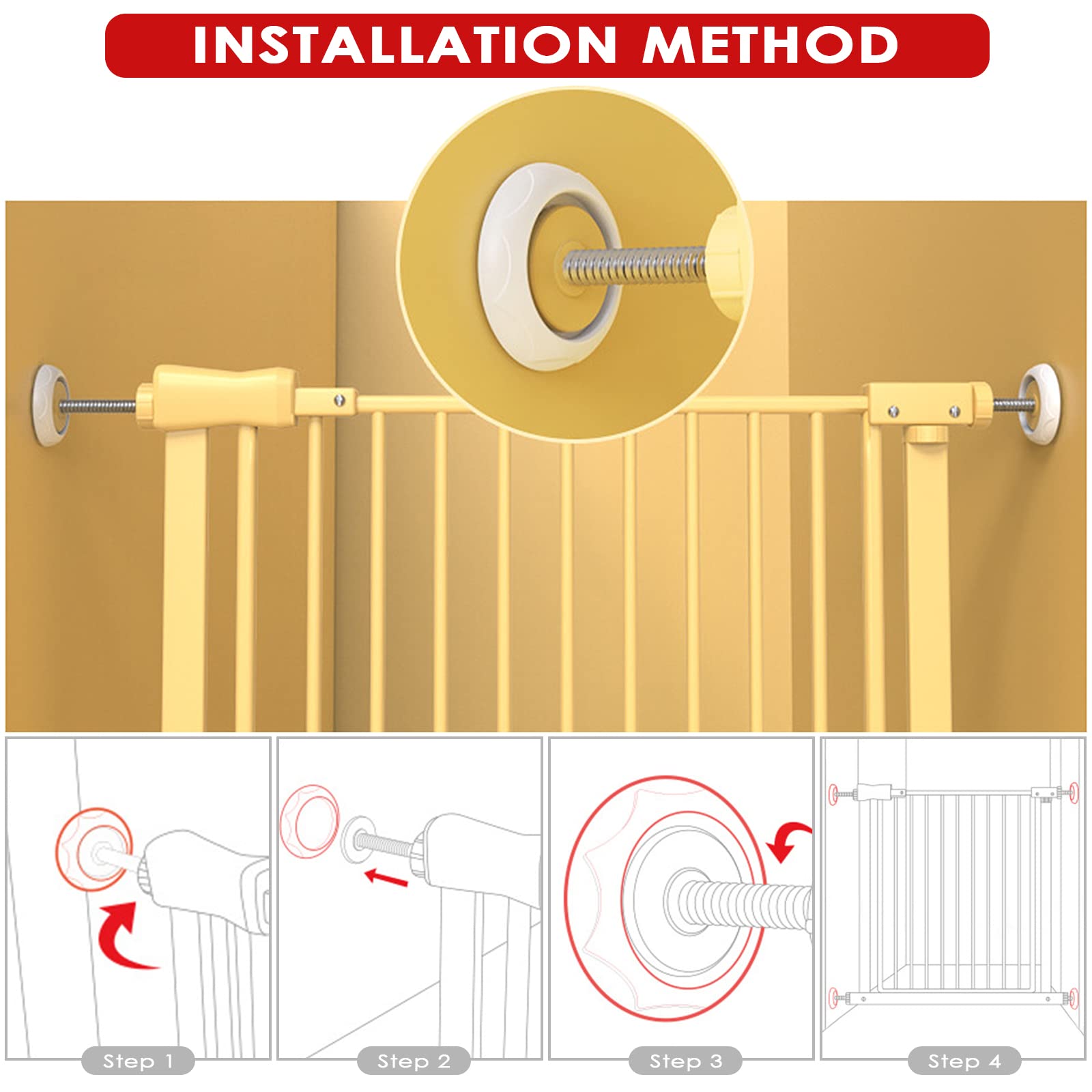 4 pezzi Wall Protector pad, Risparmio Murale per Griglie Scale, Barriera Di Protezione Della Barriera Del Bambino, Nessuna Foratura Richiesta, per Tende, Barriere, Appendini(bianco)