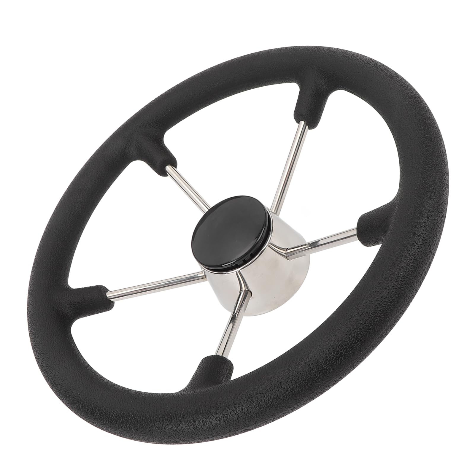 Foam Grip Stainless Steel Boat Steering Wheel with Foam Grip, 13-1/2 Inch, 5 Spoke Marine Steering Wheel for Yachts, Speedboats