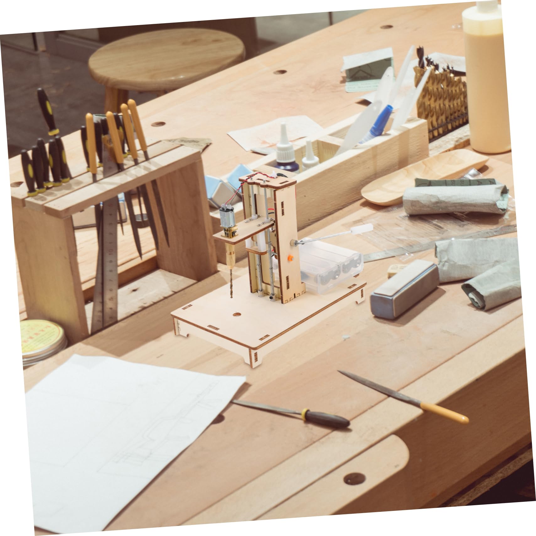 ERINGOGO Kit De Mini Taladro De Columna Para Madera Mini Taladro De Mesa Pequeño Para Manualidades Para Proyectos De Bricolaje Casa