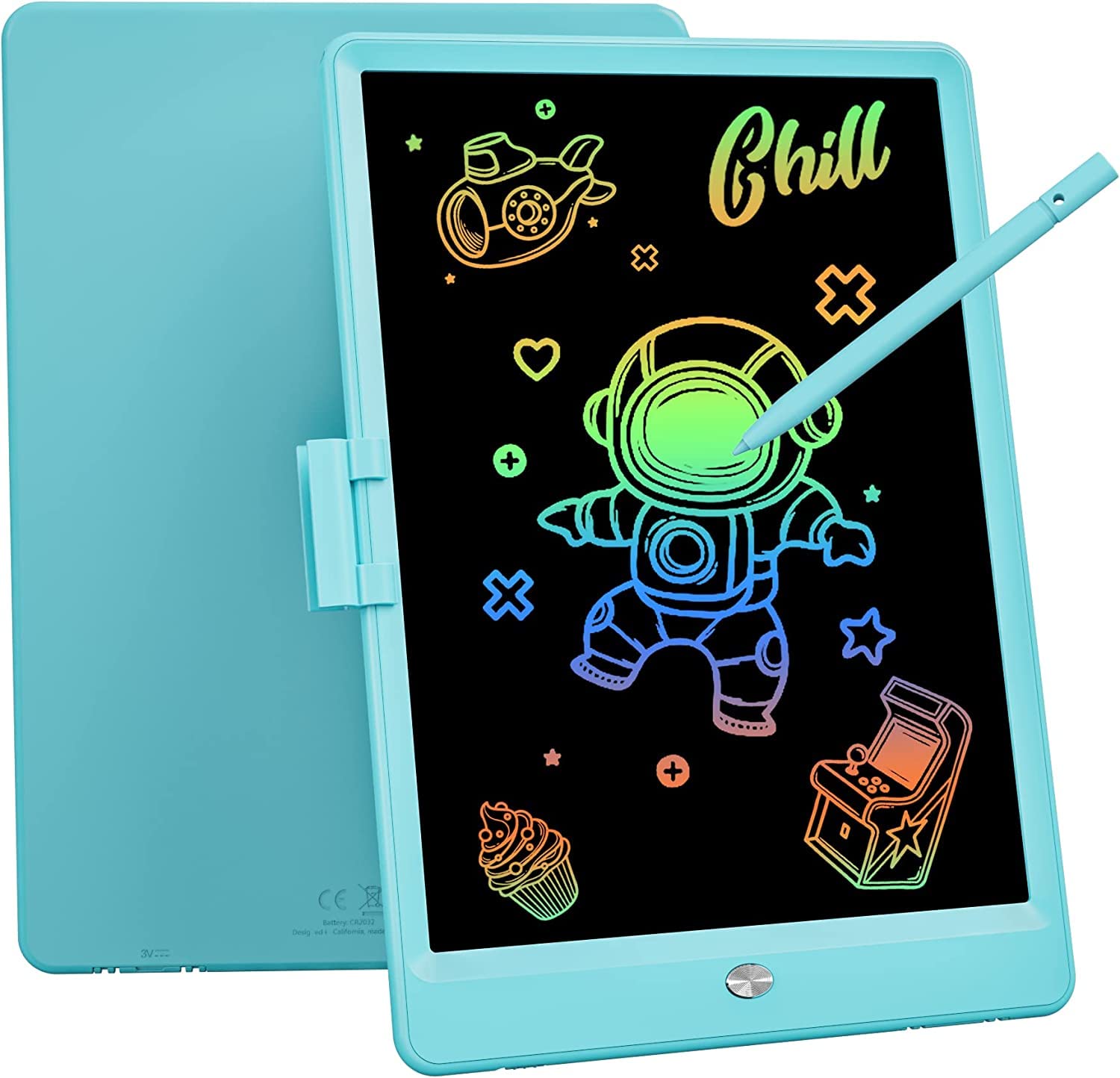 JUNI LCD Writing Tablet for Kids 10 Inch, Colorful Doodle Board Drawing Tablet with Lock Function, Erasable Reusable Writing Pad & pen, learning & education toy Gifts for Boys & Girls (Blue)