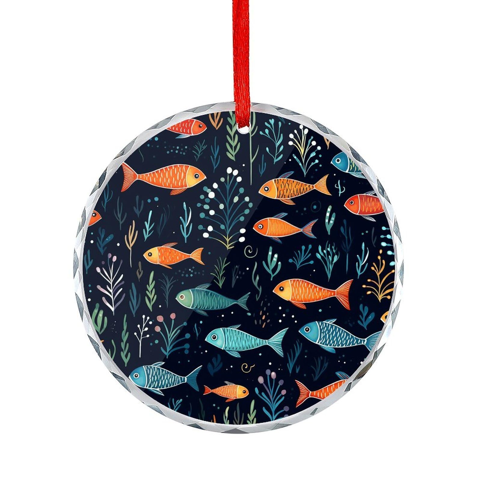 Btcowzrv Style Small Fish Pattern Round Ornament Hanging Pendant Decor