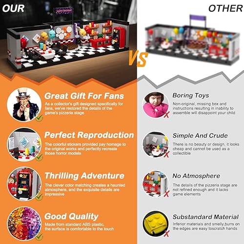 Miniatura 2 de Xalvitra FNAF - Juego de bloques de construcción de pizzería de Halloween, kit creativo de juguetes para festivales, regalo, adecuado para