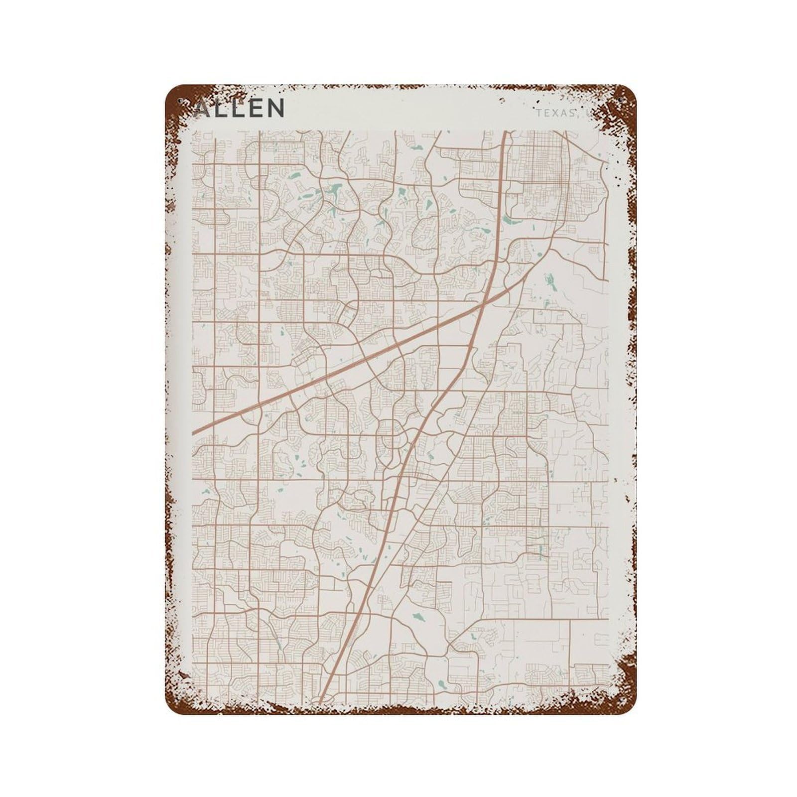xiaoxiaoshen Allen Map Texas Travel Gift Scandi (2) Wall Decor Art Metal Tin Poster Modern Home Decor Art Home Bar Shop Decorations Vintage Sign 40x30cm