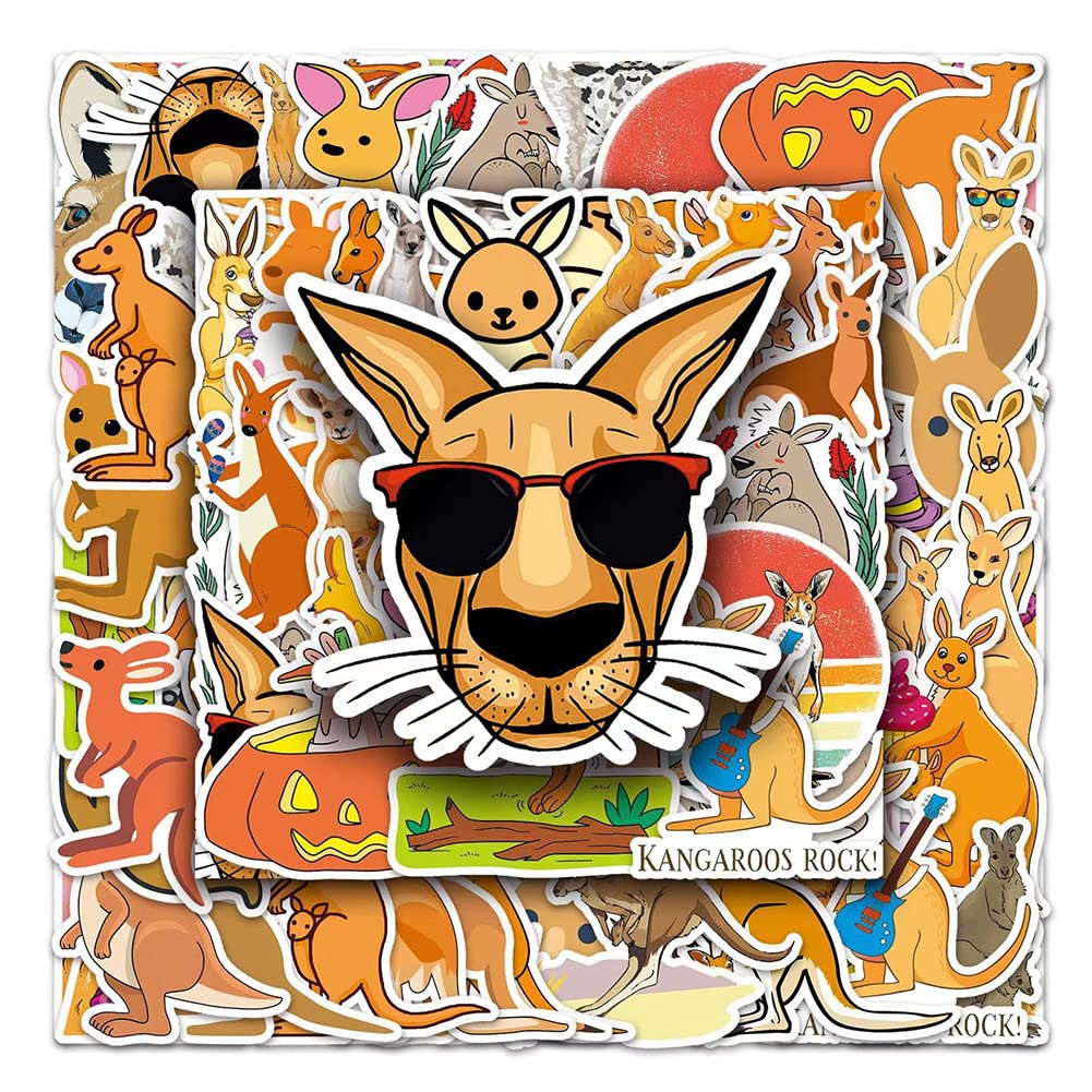 Kangaroo Stickers |50Pcs Kangaroo Waterproof Vinyl Decals for Water Bottles Laptop Luggage Cup Mobile Phone Skateboard Décor