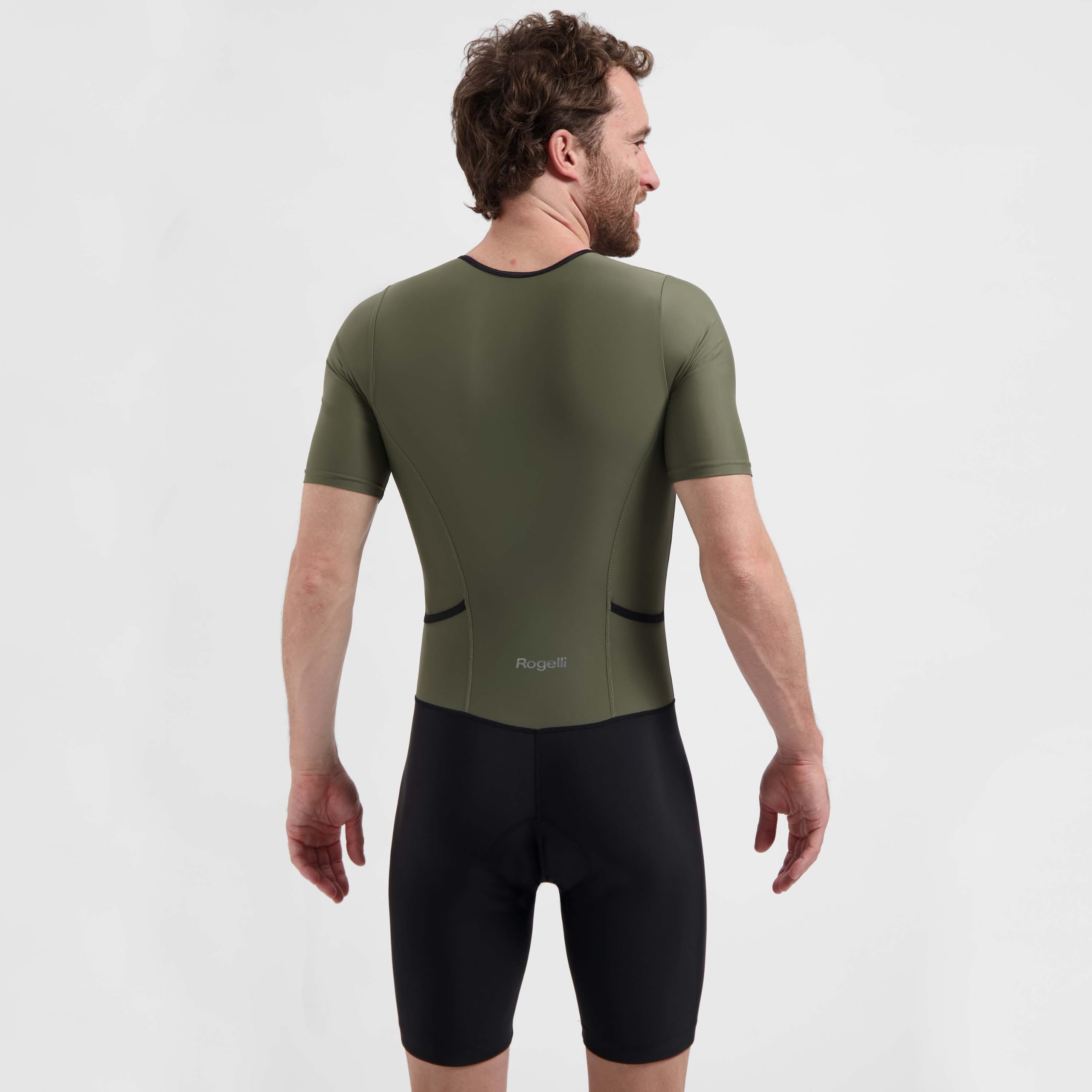 Rogelli Florida - Combinaison de triathlon - Femme et Homme | Col rond - Manches courtes - Demi-zip - 2 poches arrière - Température 15 - 35 °C