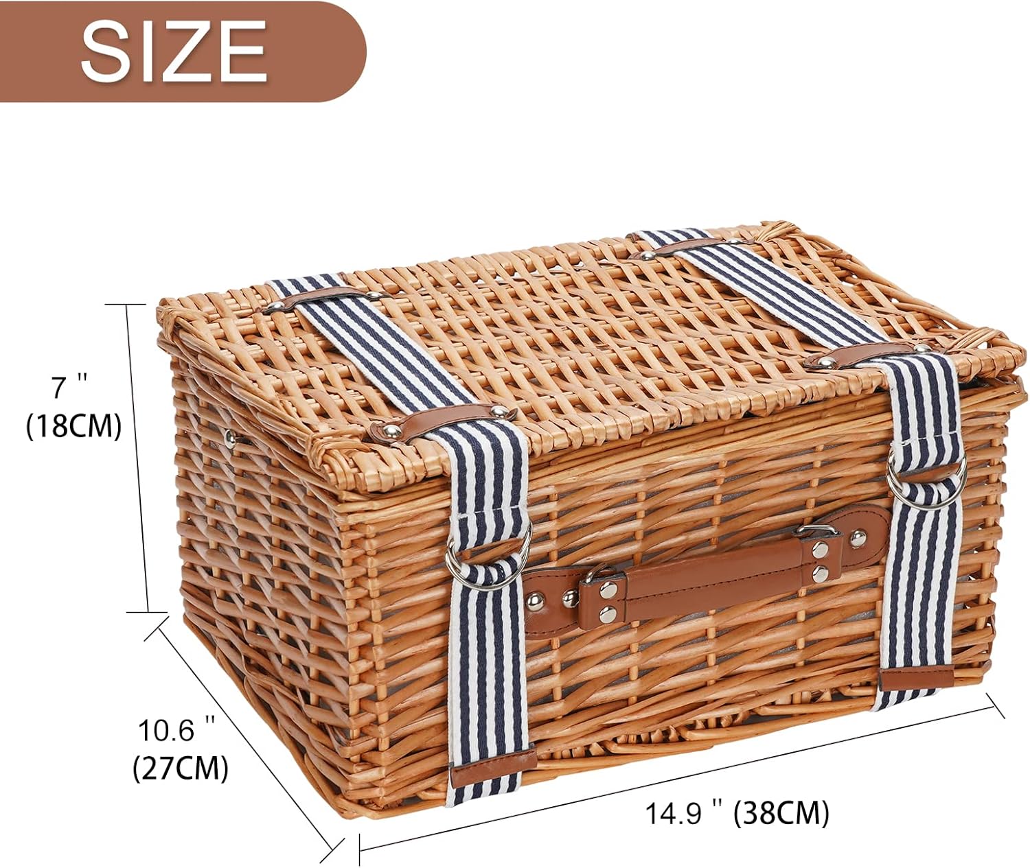Wicker Picnic Basket Set for 2 Persons,Handmade Willow Picnic Basket with Insulated Cooler & Cutlery Kit, Gift Basket for Couples,Valentine Day, Thanks Giving, Birthday, Wedding, Outdoor Party : Patio, Lawn & Garden