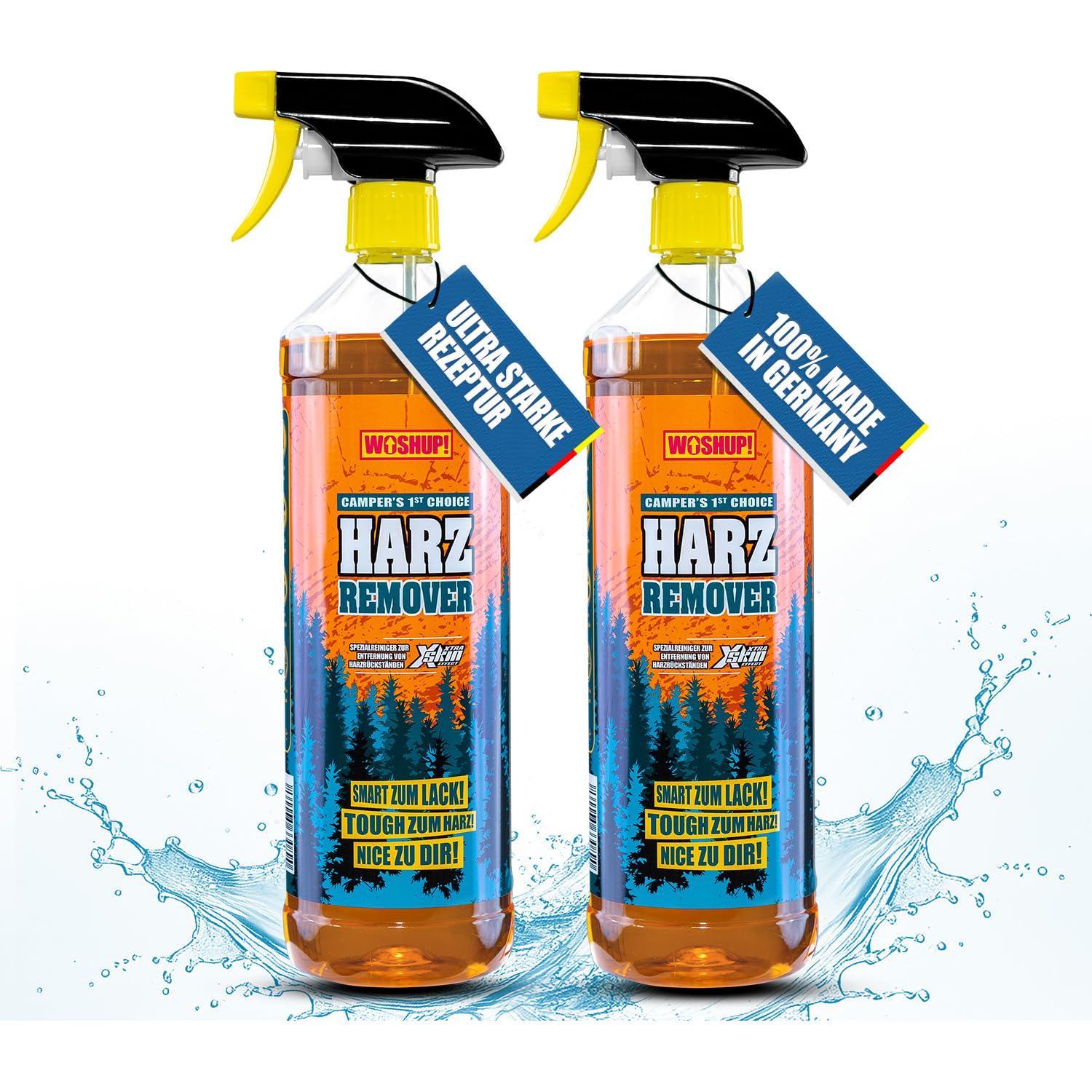 WOSHUP! Harzentferner 1000 ml mit Xtra Skin Schutzfilm Harzentferner, Harzlöser für Wohnwagen, Wohnmobil, Camping, Caravan, Vorzelt, Markise, Boot und 