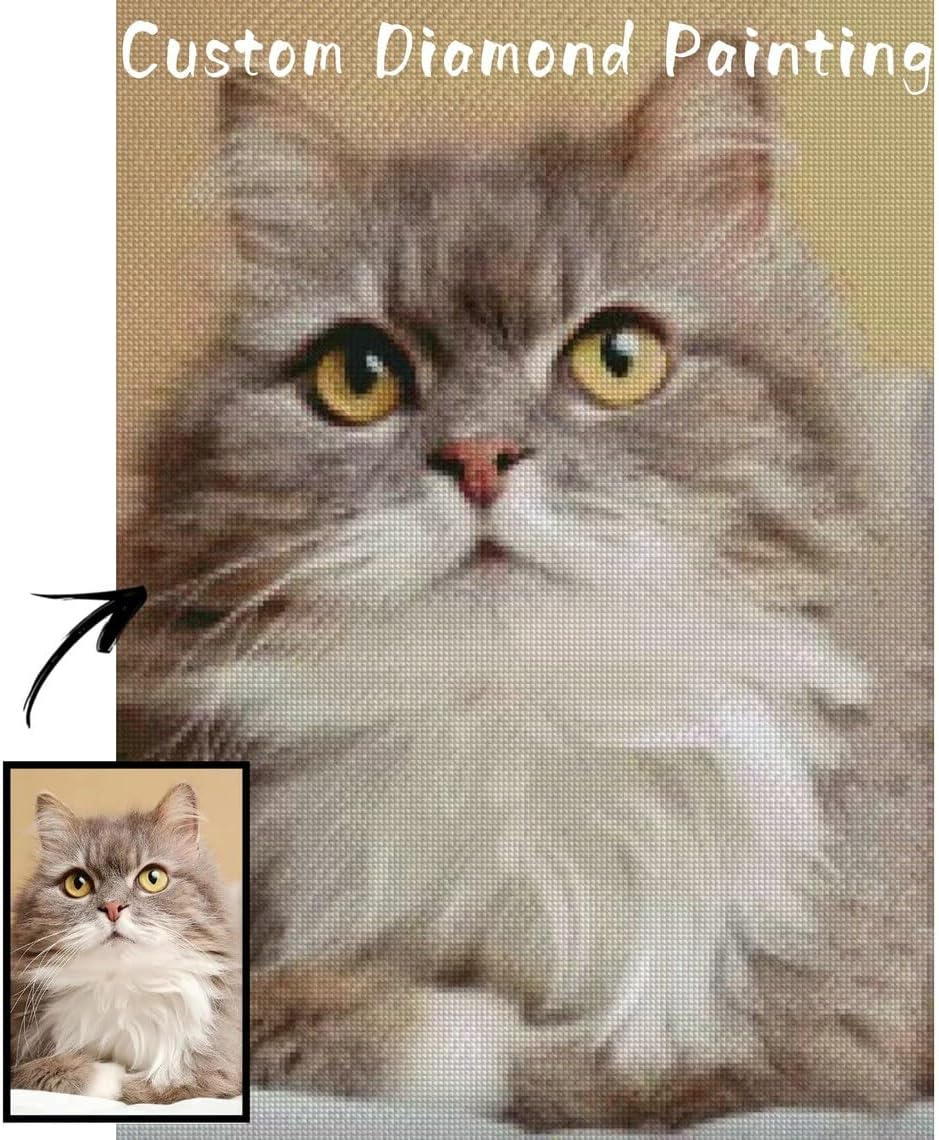 Custom Diamond Art Painting Kits DIY Personalized Your Own Picture Personal 5D Diamonds Art for Adults Customized Gifts Home Wall (Round Drill 23.6x31.5inch/60x80cm)