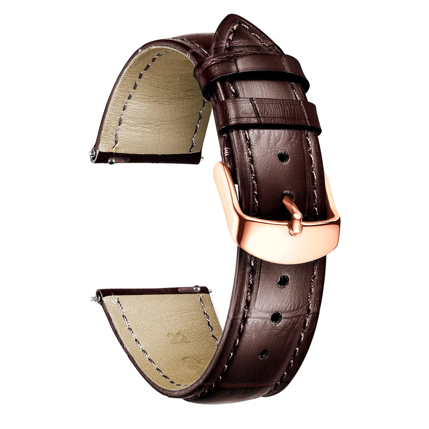 BINLUN Correa de Reloj de Cuero 10MM-24MM Diseño Cocodrilo Aligátor Liberación Rápida Correas de Repuesto para Smartwatch Hombre Mujer — view 27