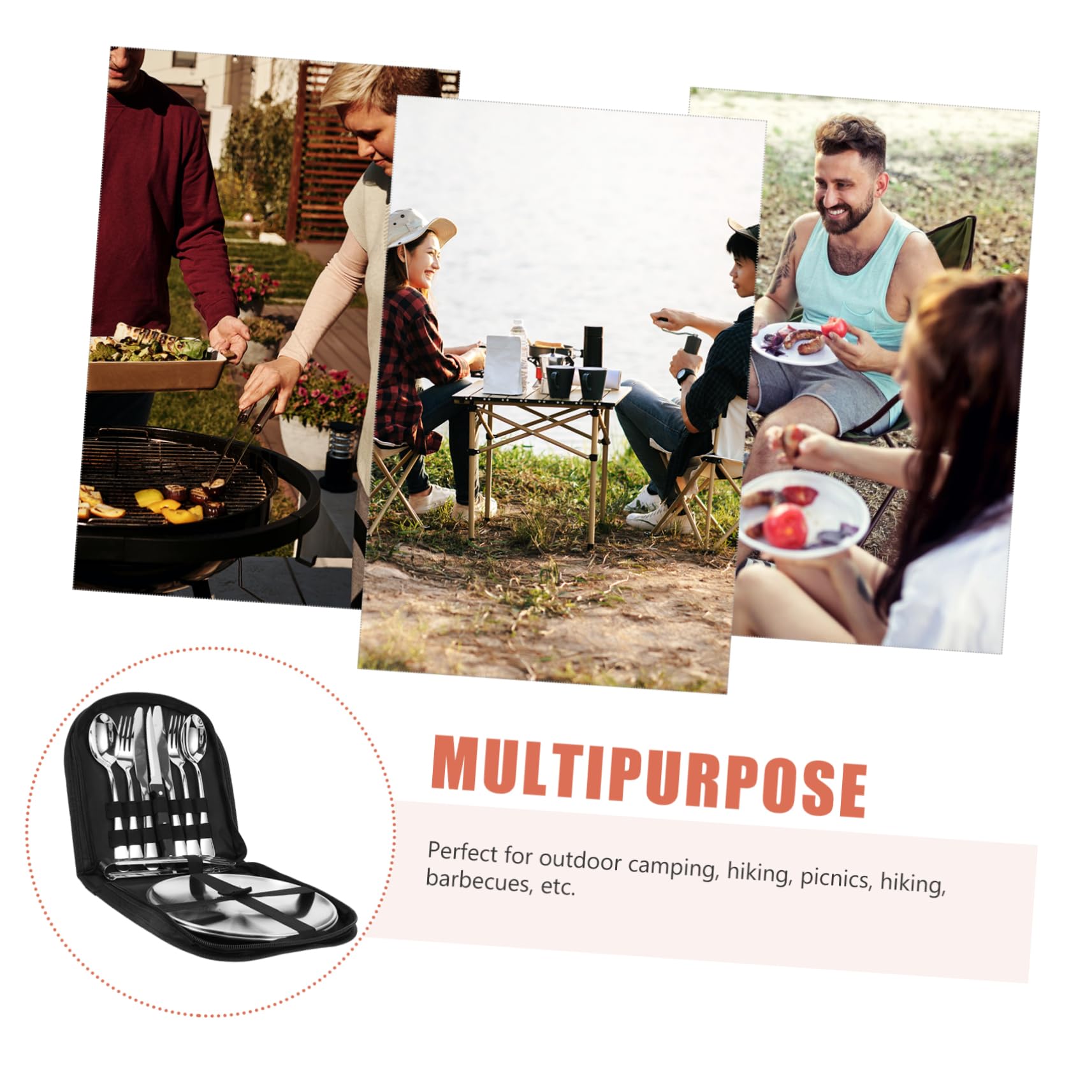 Toyvian Utensili in Kit Posate Per Picnic Escursioni Barbecue Custodia Trasporto