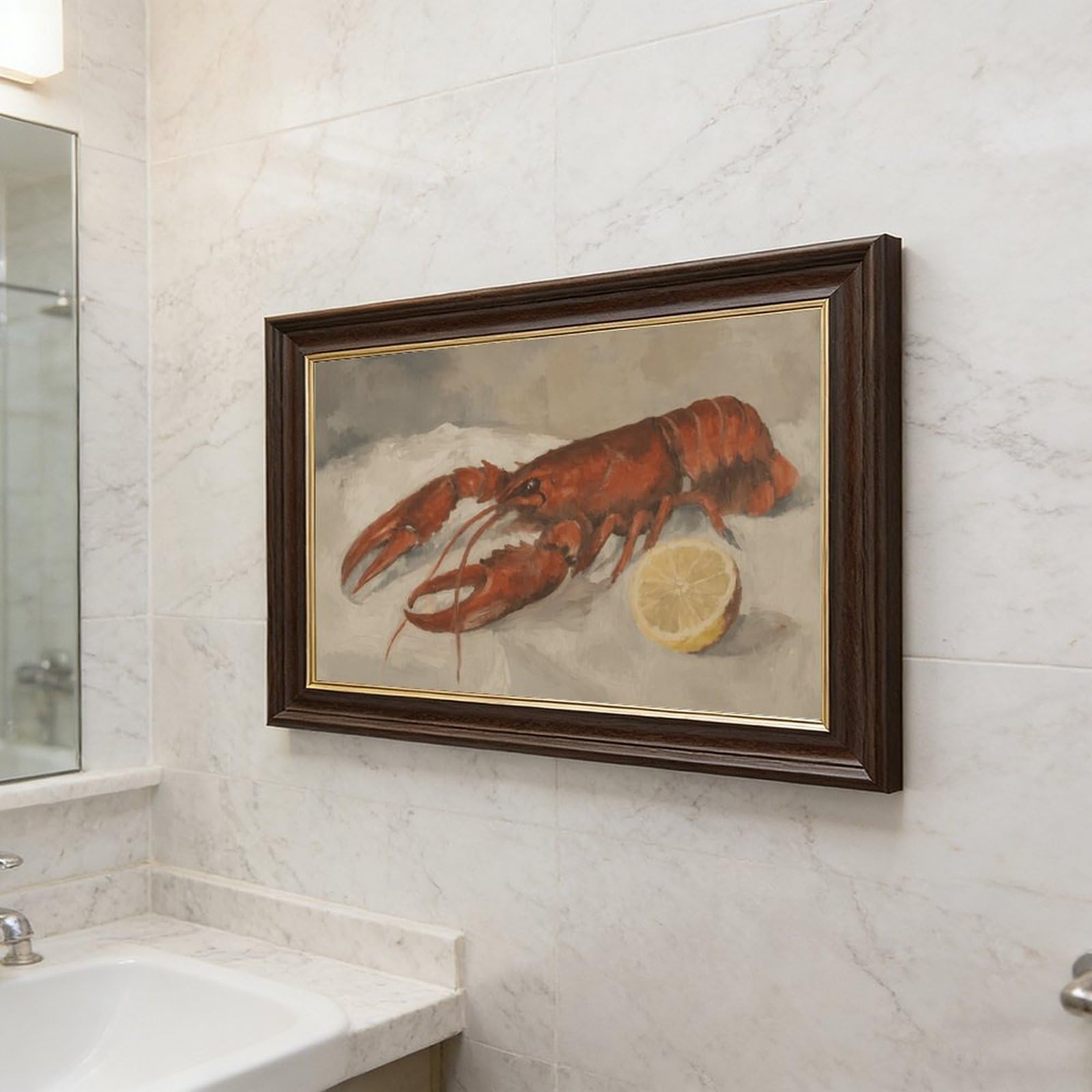 AYINUER Poster su tela con aragosta rossa natura morta per camera da letto