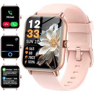 Smart Watches for Women Android iPhone Alexa Built-in 1 85 Fitness Tracker with Answer Make Calls IP68 Waterproof