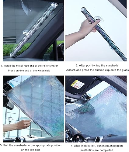 Miniatura 6 de HM&DX Persianas enrollables opacas con ventosas, cortina de sombrilla con aislamiento térmico y protección UV, cortina de privacidad portátil