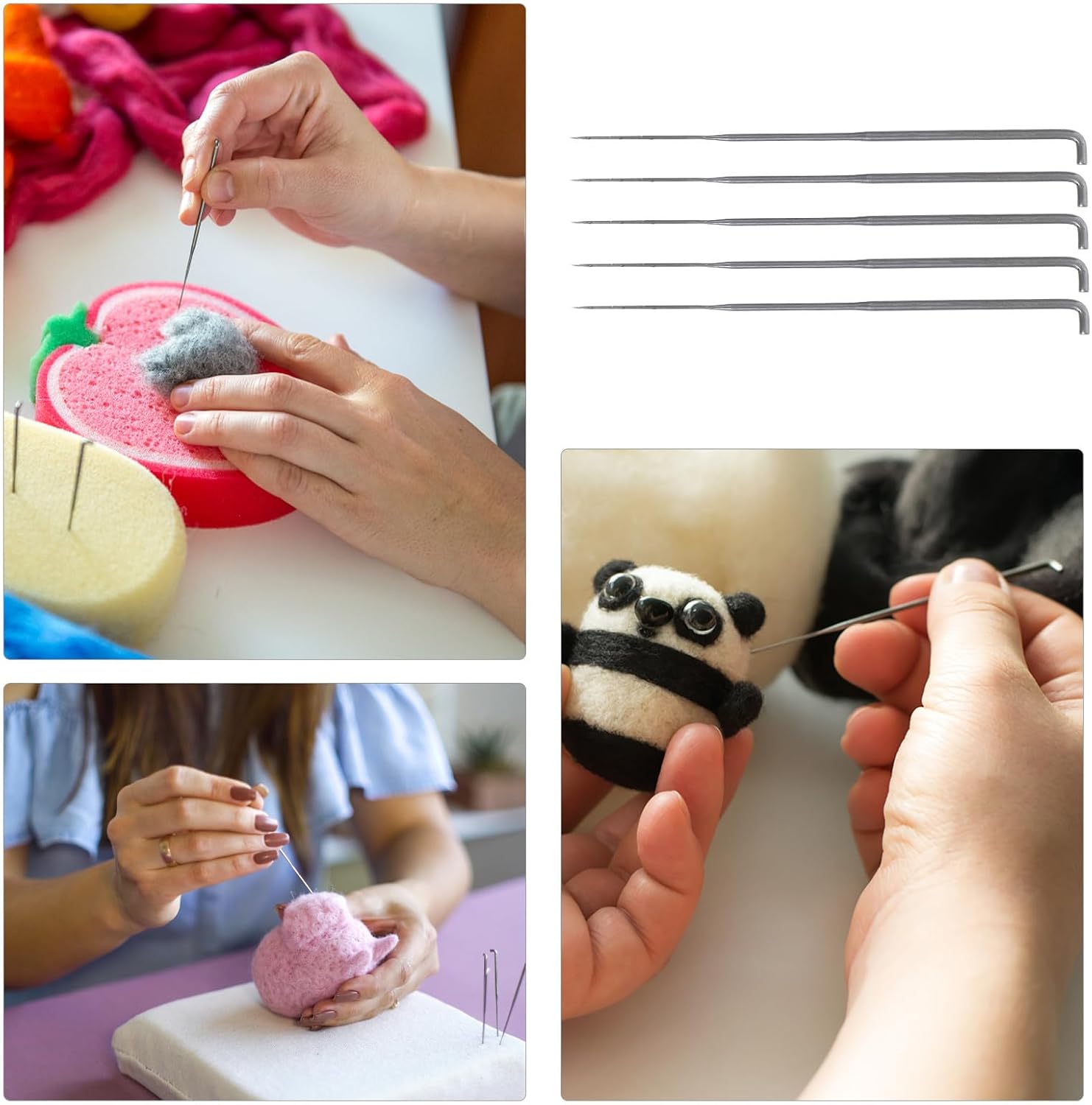 Uonlytech 100pcs Wool Felting Needle Set for Craft DIY Medium 8.6cm Wool Felt Needle Tools for Beginners and Hobbyists